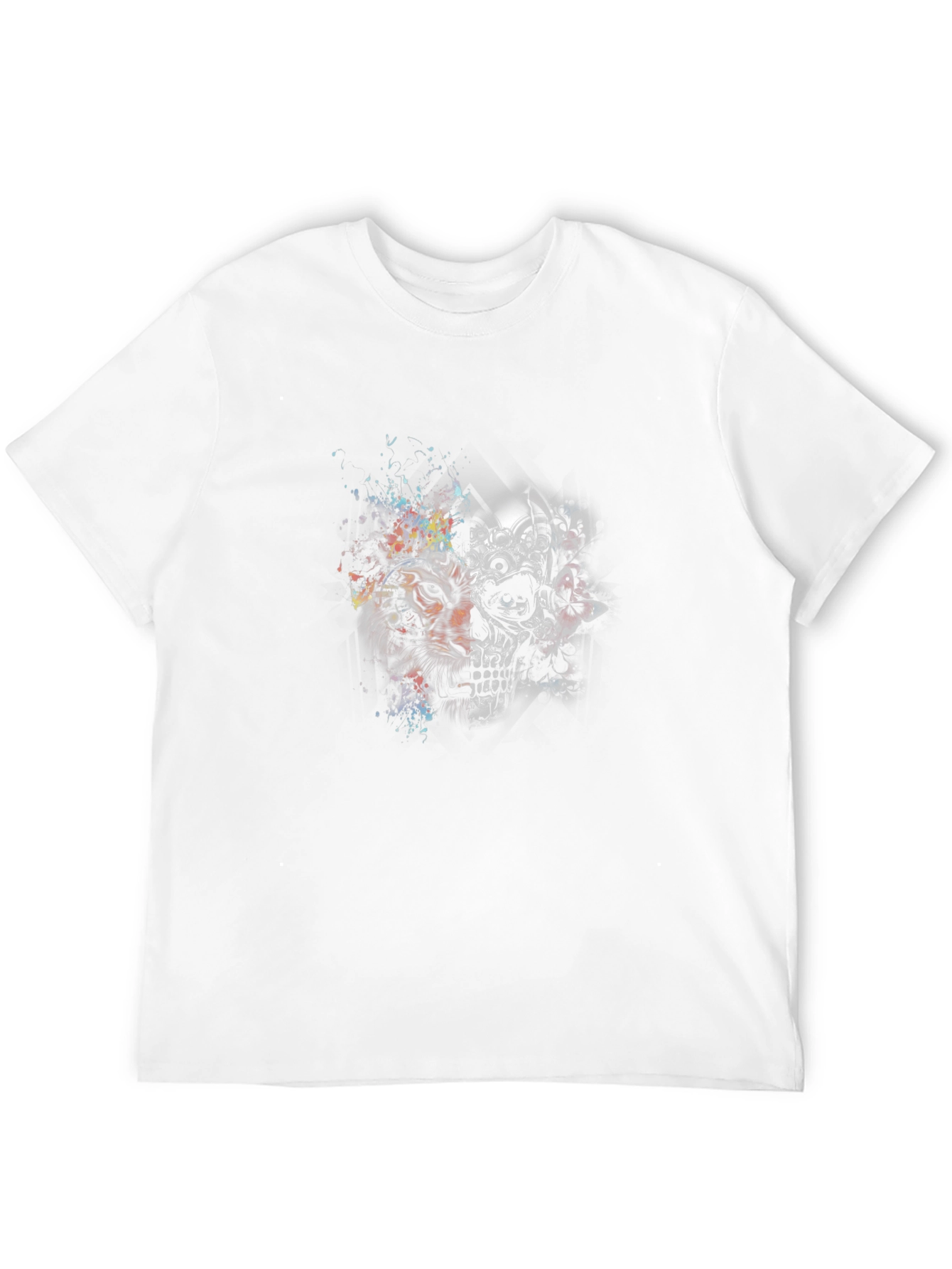 Tiger & Skull Graphic Print Black T-Shirt