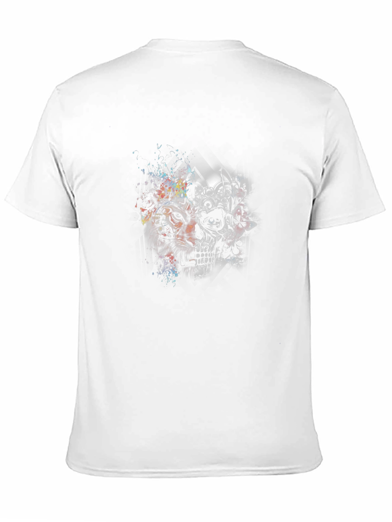 Tiger & Skull Graphic Print Black T-Shirt