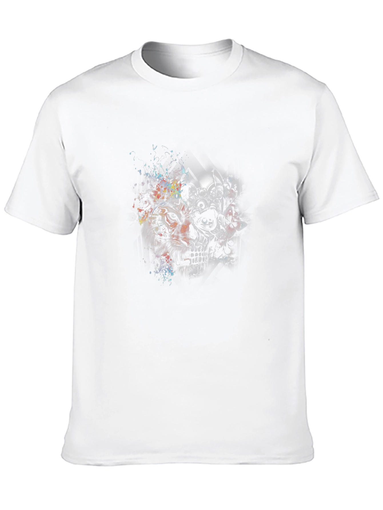 Tiger & Skull Graphic Print Black T-Shirt