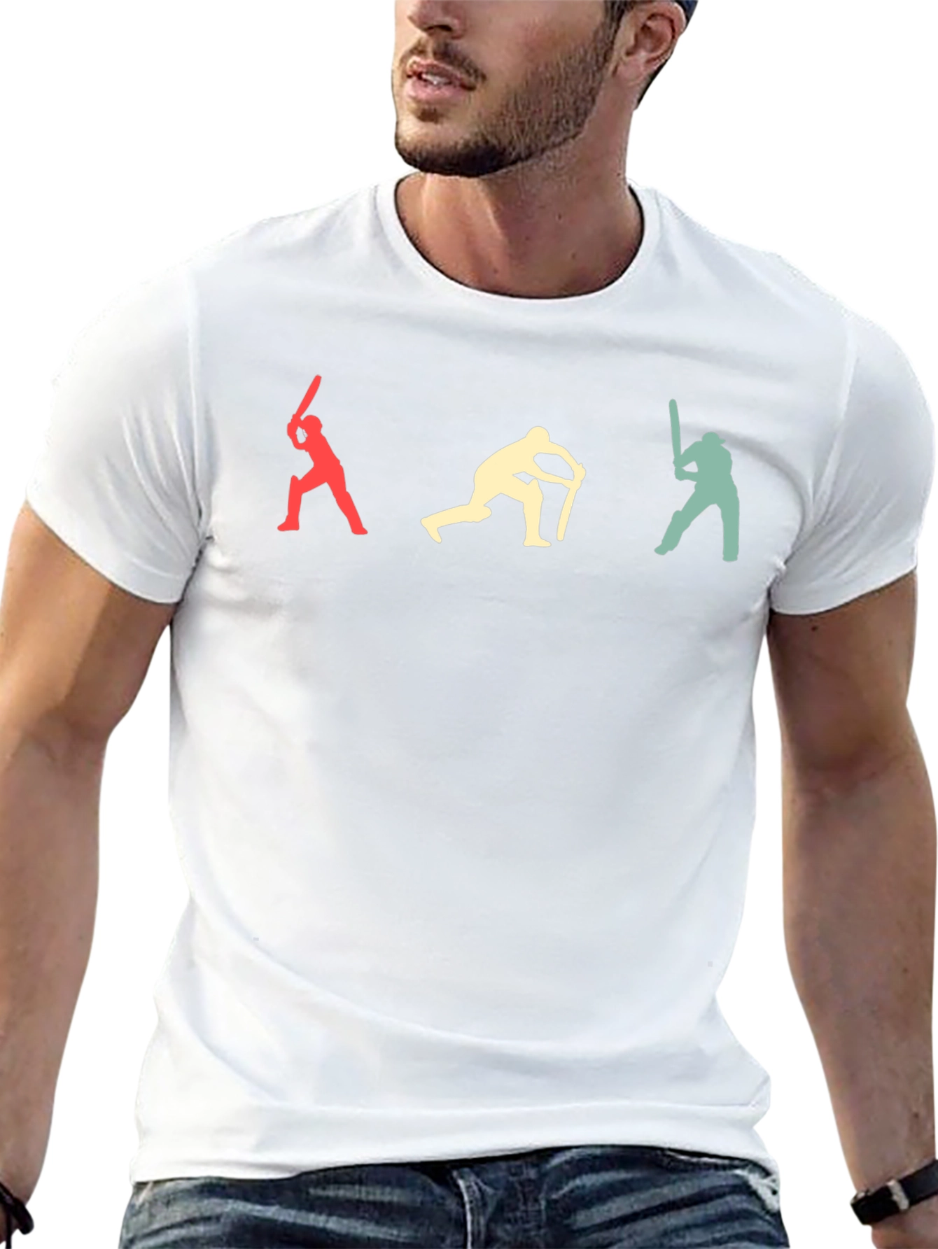 Retro Cricket Batsman Silhouette Graphic Tee