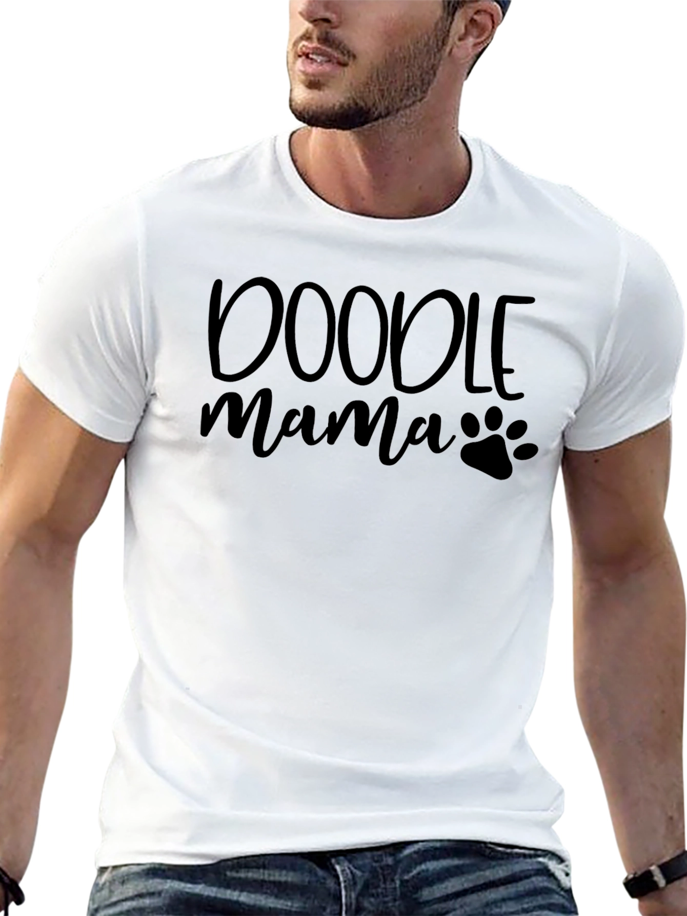 Doodle Mama Dog Paw Print Graphic Tee - Black
