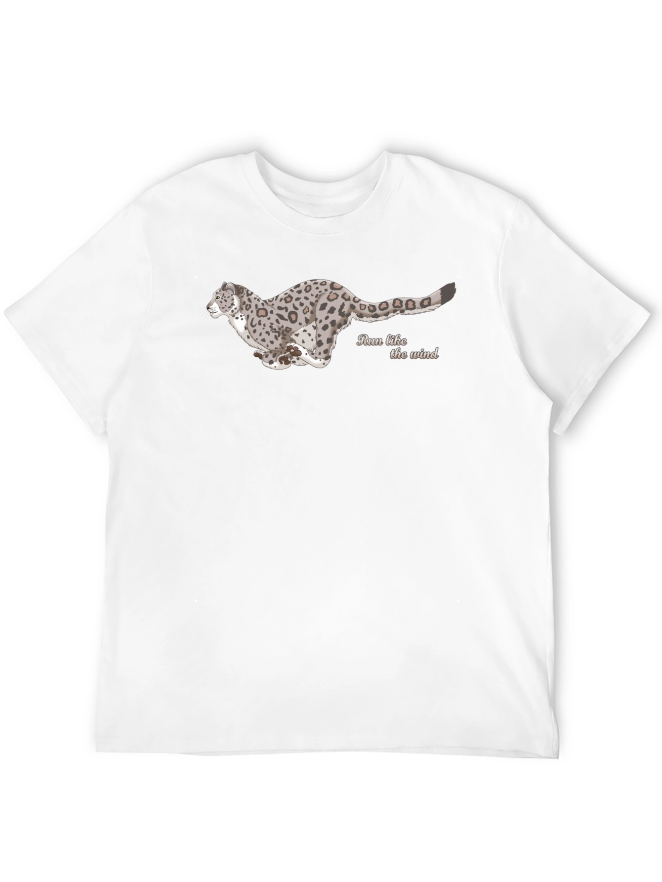 Black T-Shirt with Running Leopard Design