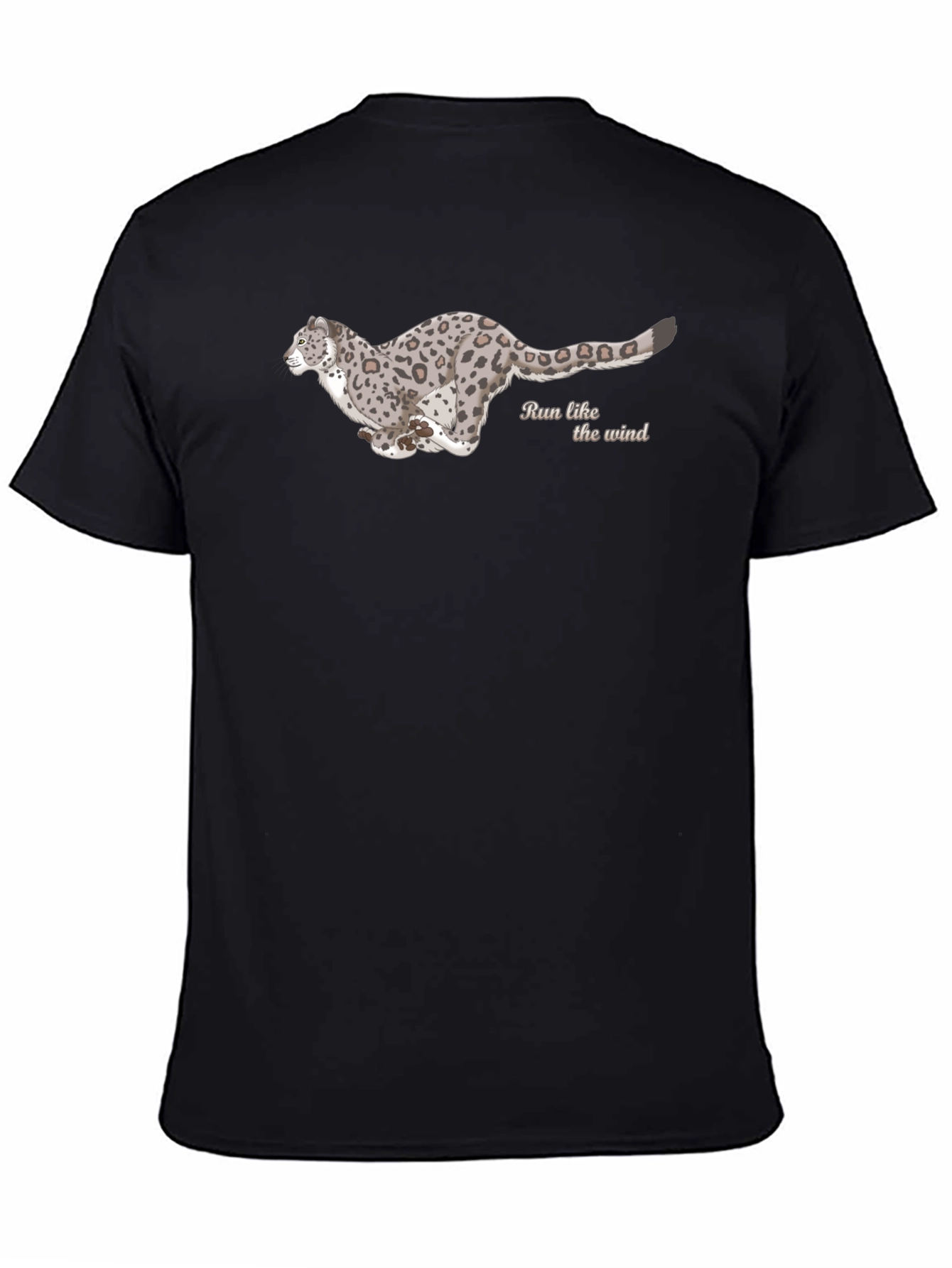 Black T-Shirt with Running Leopard Design