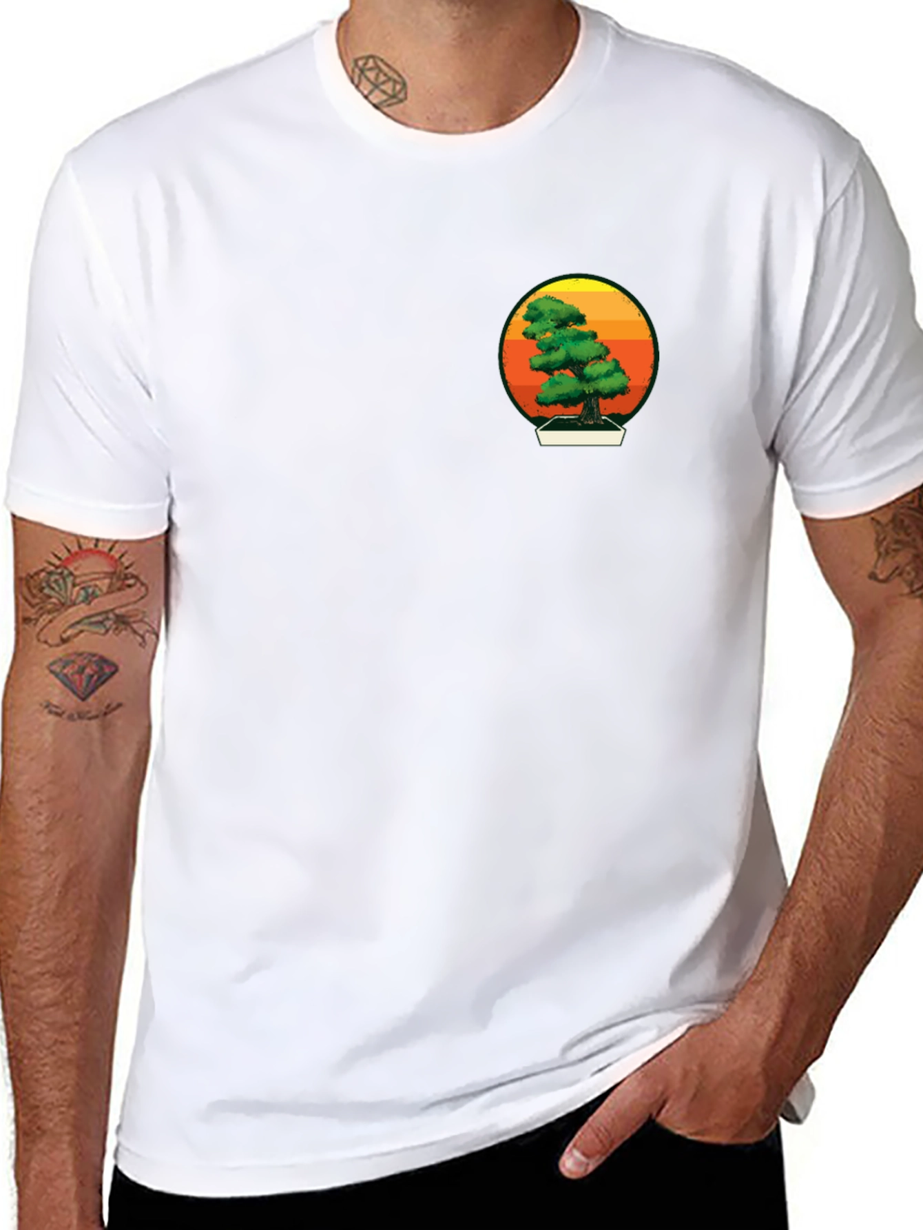 Bonsai Tree Graphic Tee - Black Cotton Shirt