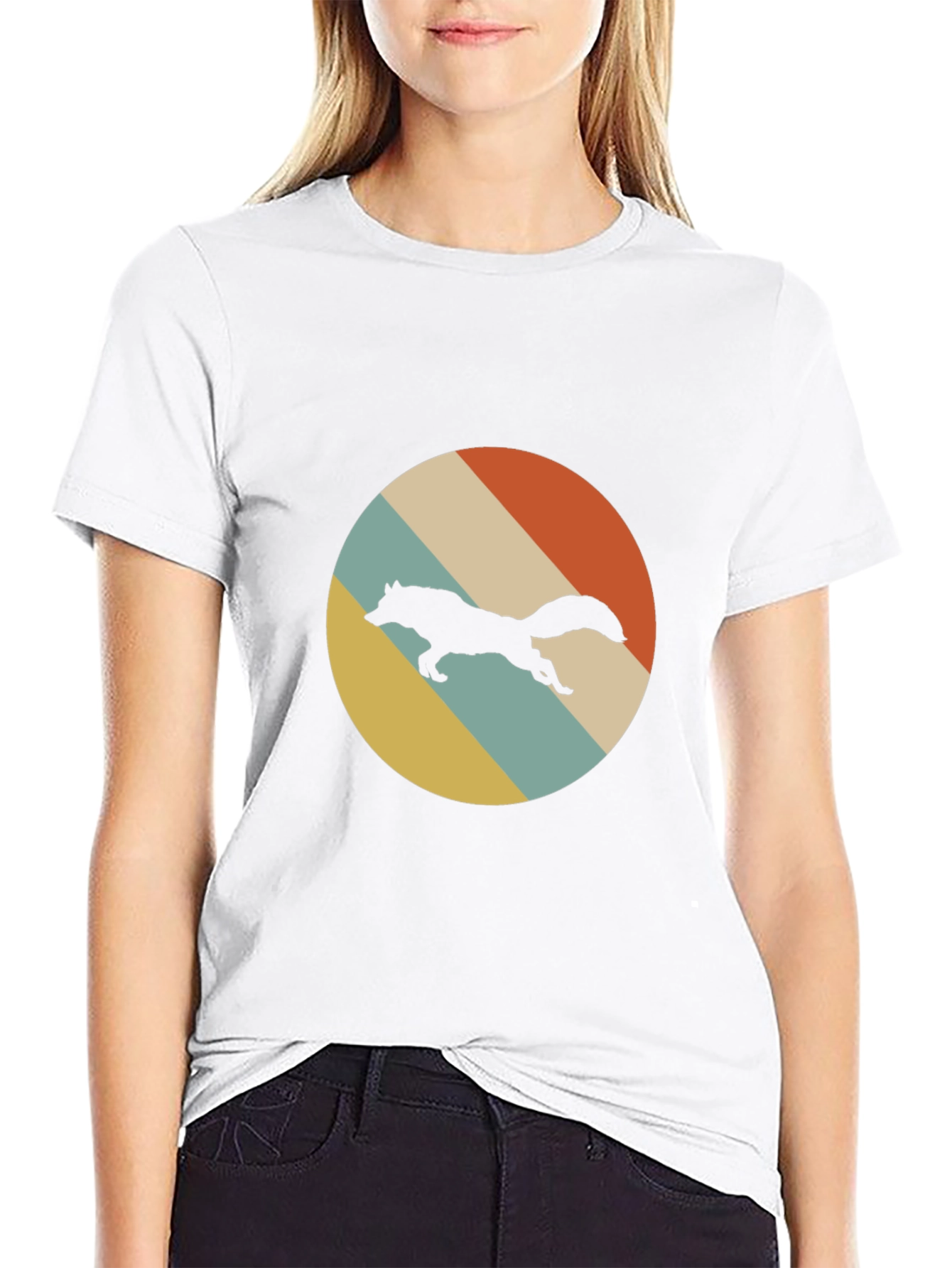 Retro Wolf Graphic Tee - Black Cotton Comfort