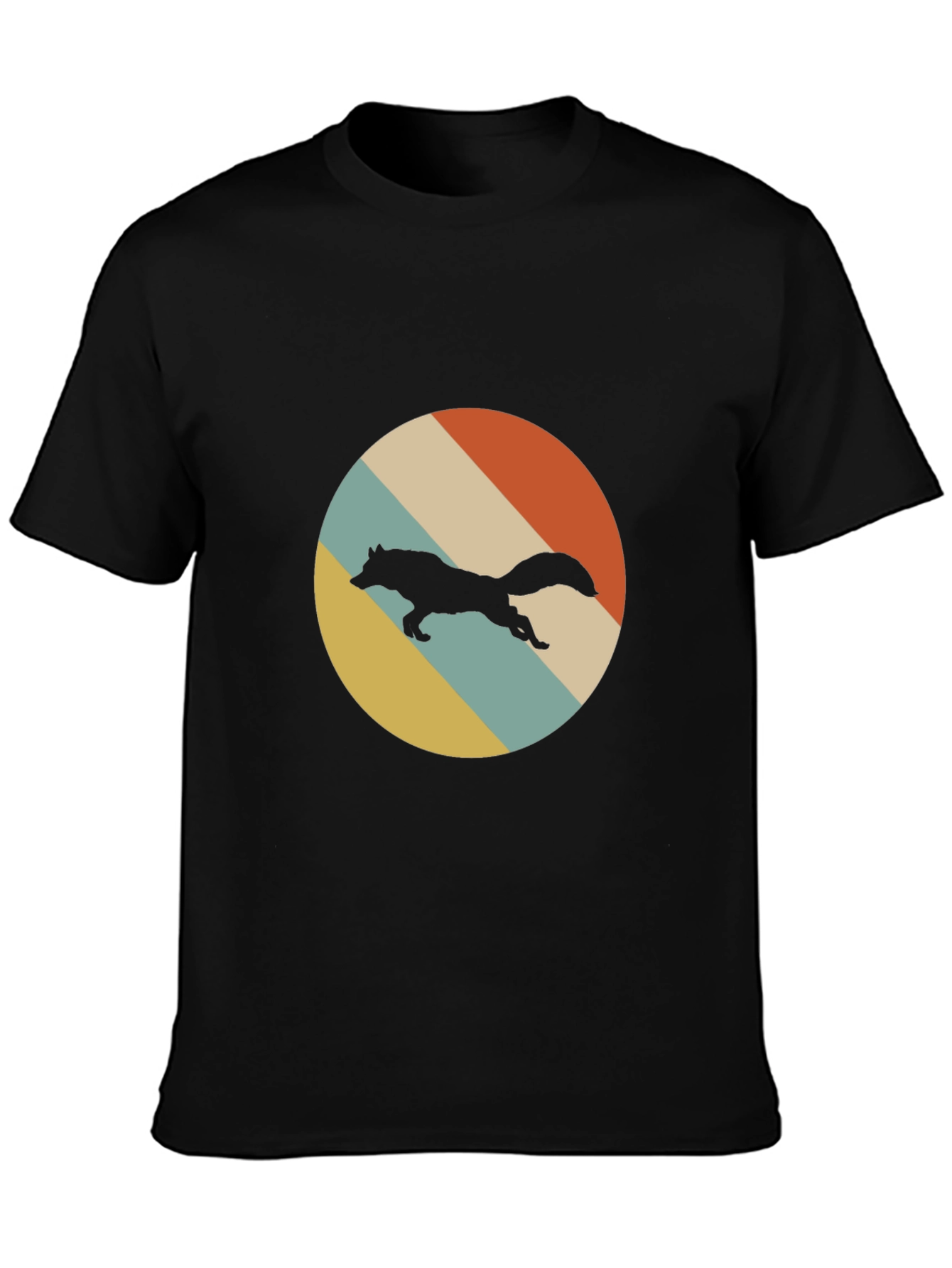 Retro Wolf Graphic Tee - Black Cotton Comfort