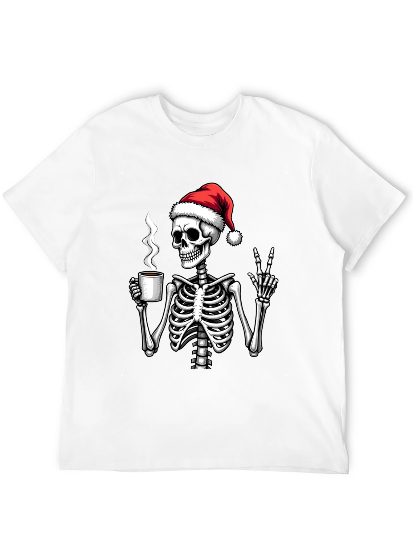 Festive Skeleton T-Shirt - Coffee & Peace