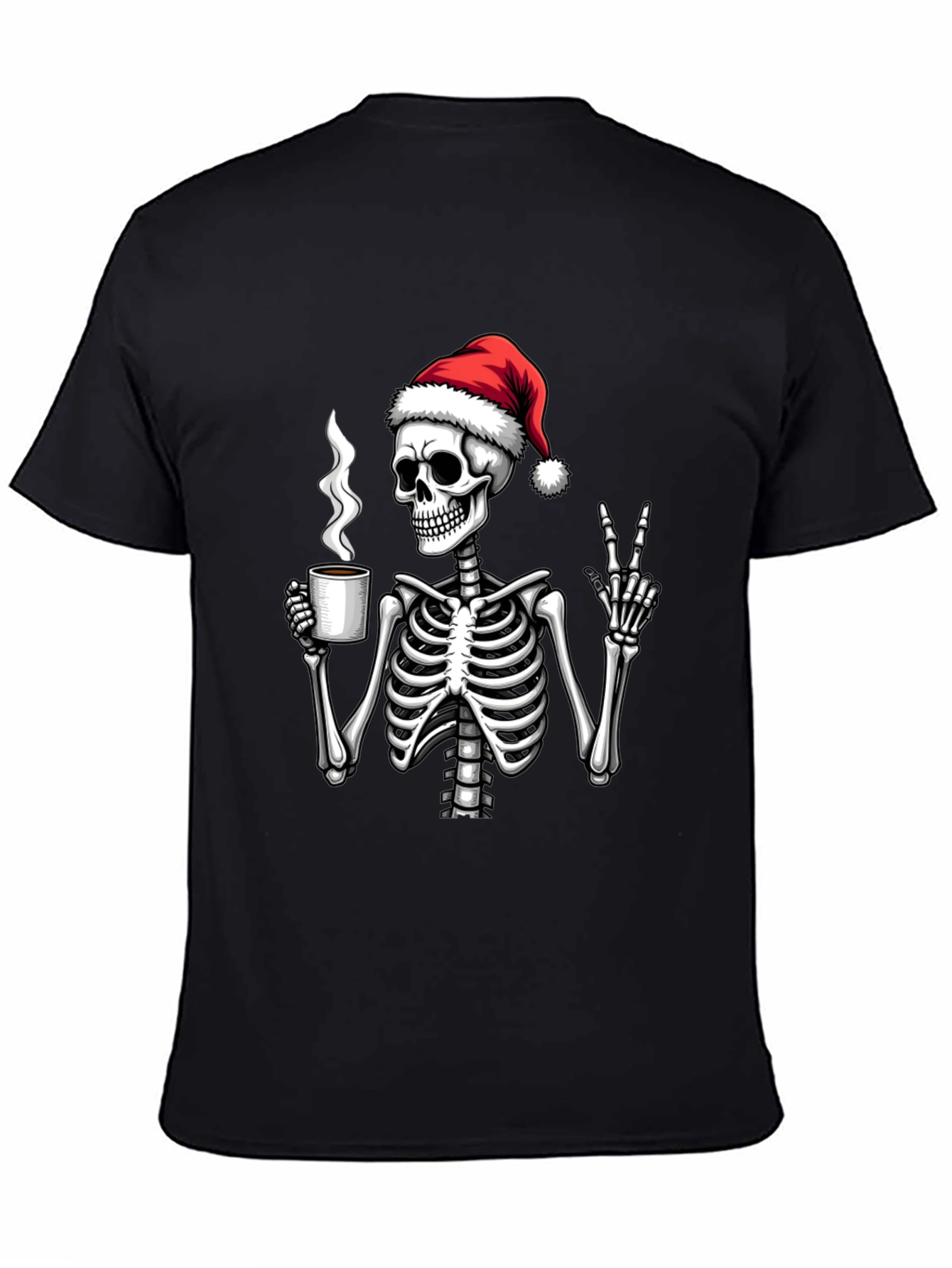 Festive Skeleton T-Shirt - Coffee & Peace