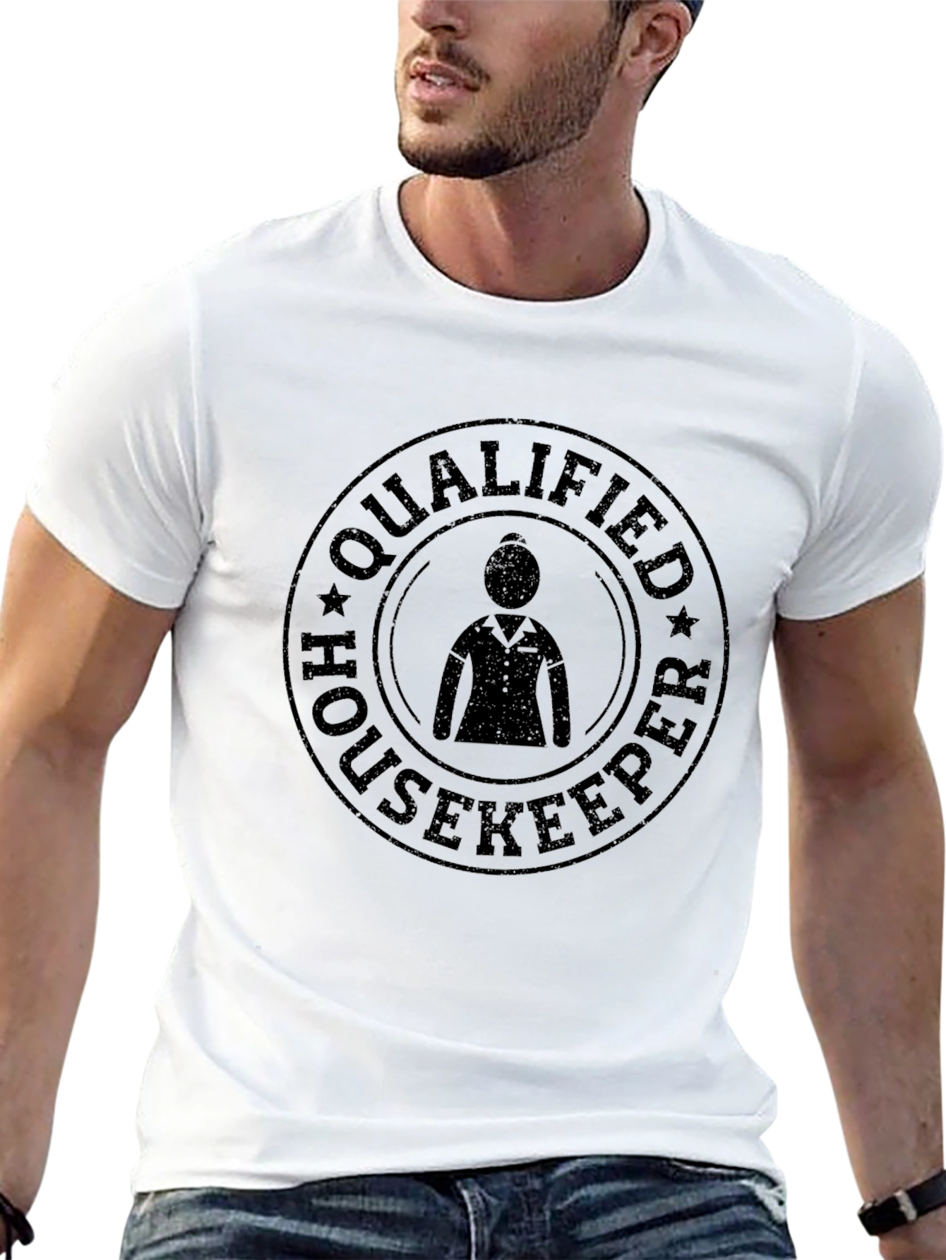 Qualified Housekeeper T-Shirt - Novelty Graphic Tee