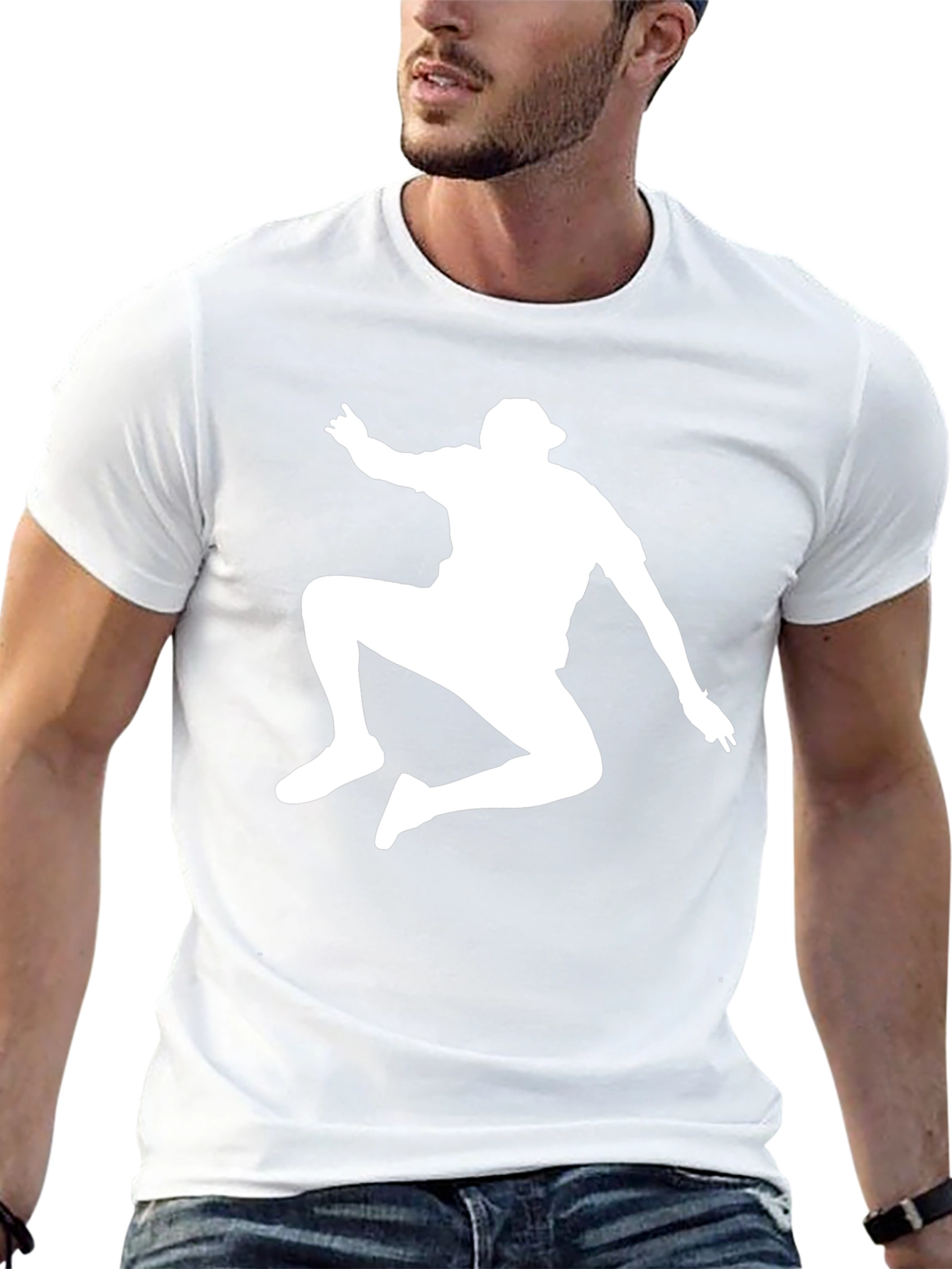 Black T-Shirt with White Silhouette Man