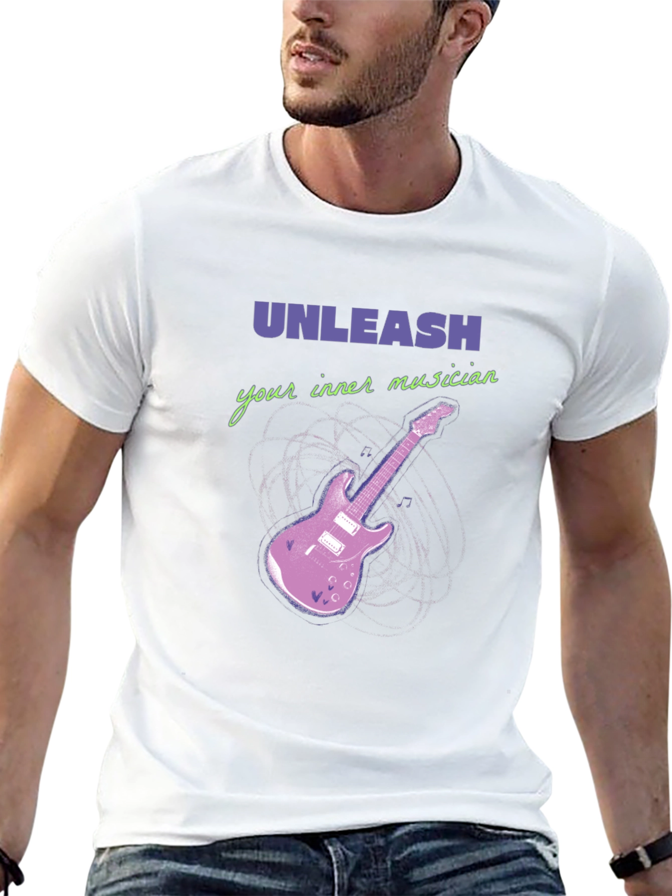 Unleash Your Inner Musician Black T-Shirt Guitar Graphic