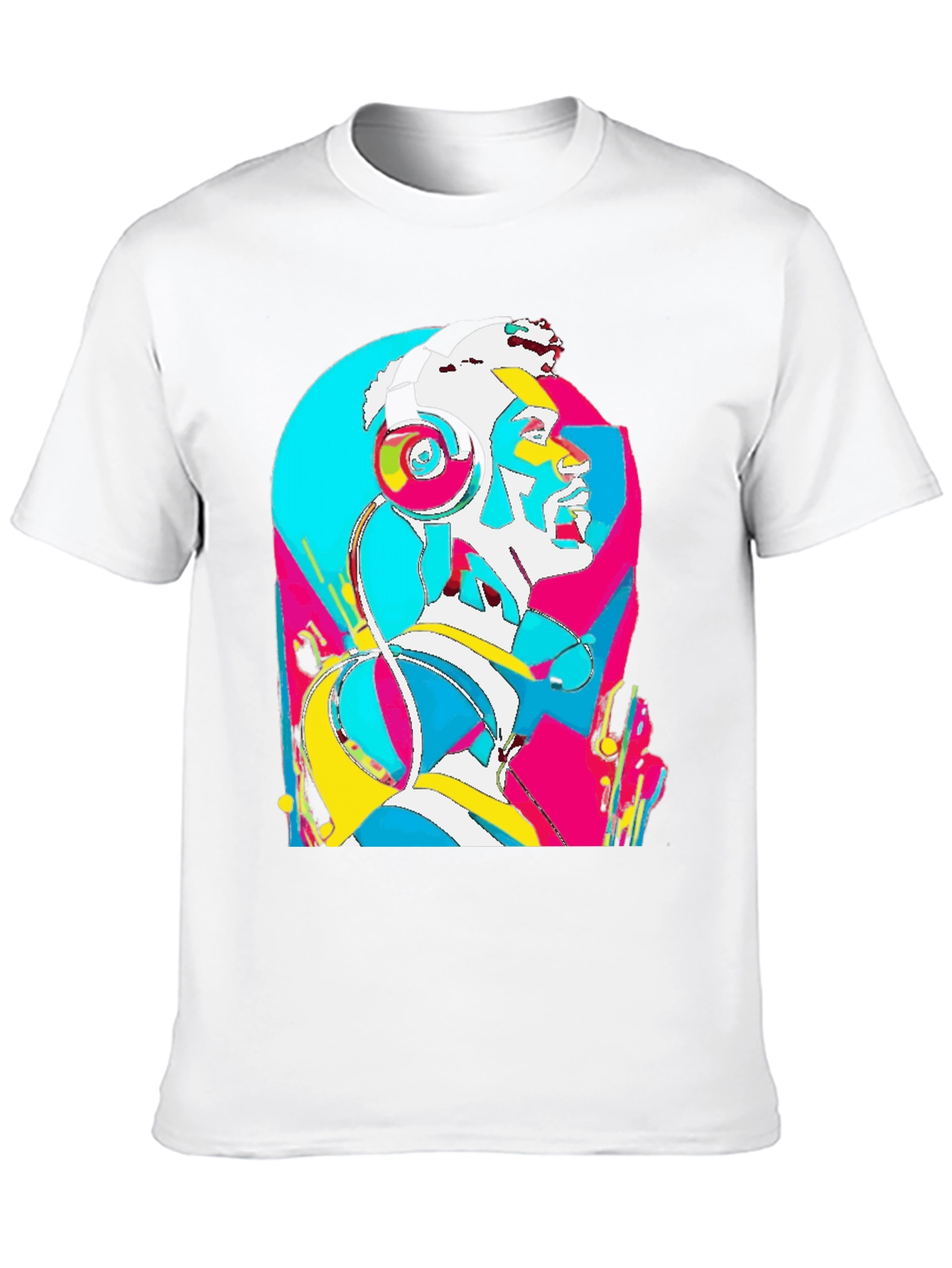 Abstract Art Headphones Black T-Shirt