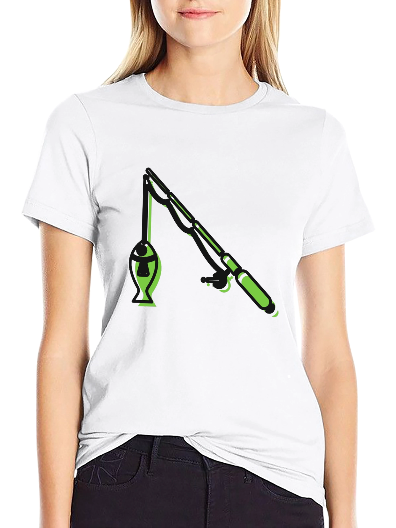 Fishing Graphic T-Shirt - Black Cotton Blend Tee
