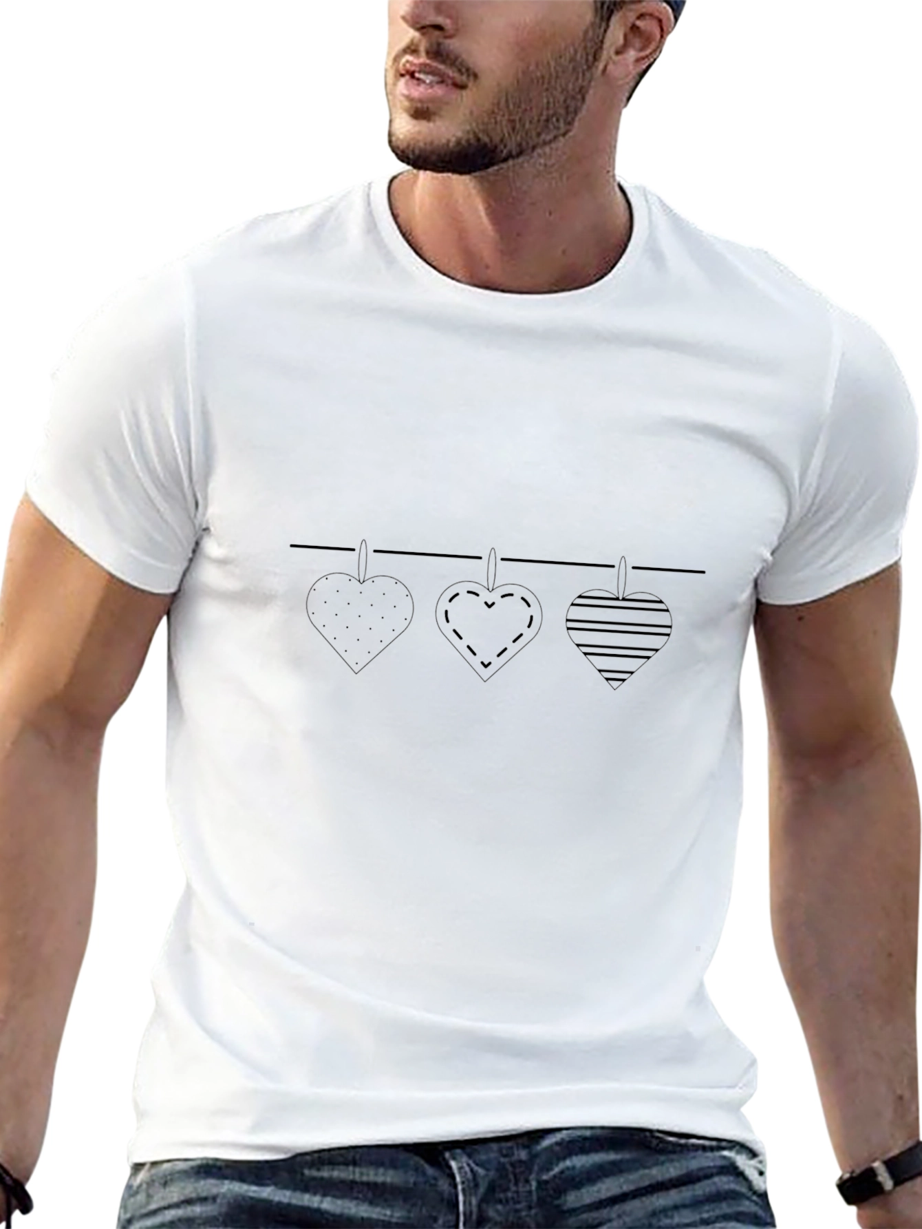 Heart Garland Graphic Tee - Stylish & Unique