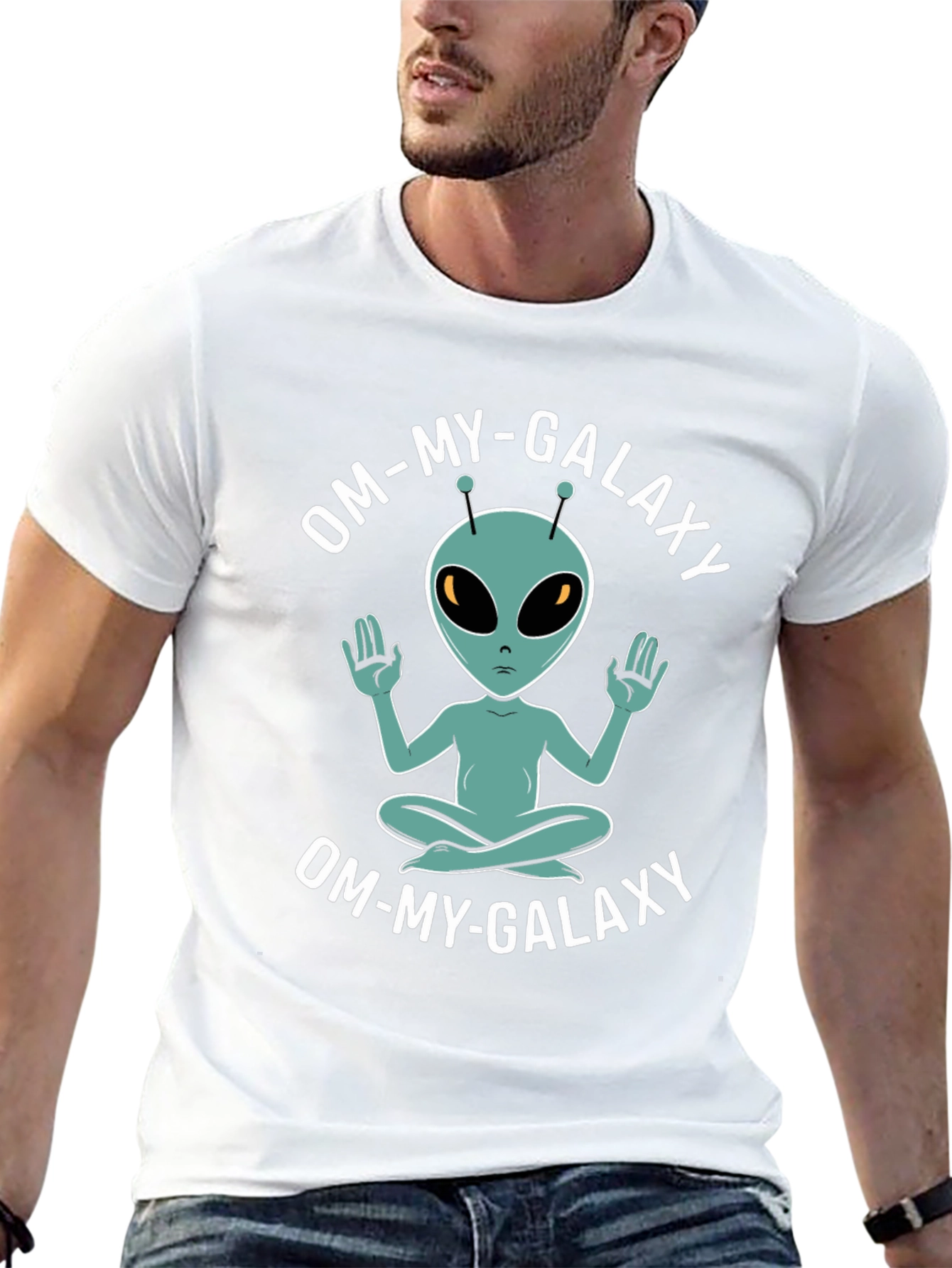 Om-My-Galaxy Alien T-Shirt - Meditating Extra-Terrestrial Tee