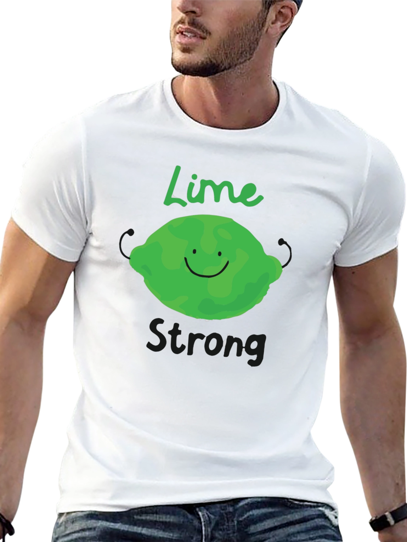 Lime Strong Black T-Shirt - Funny Fruit Graphic Tee