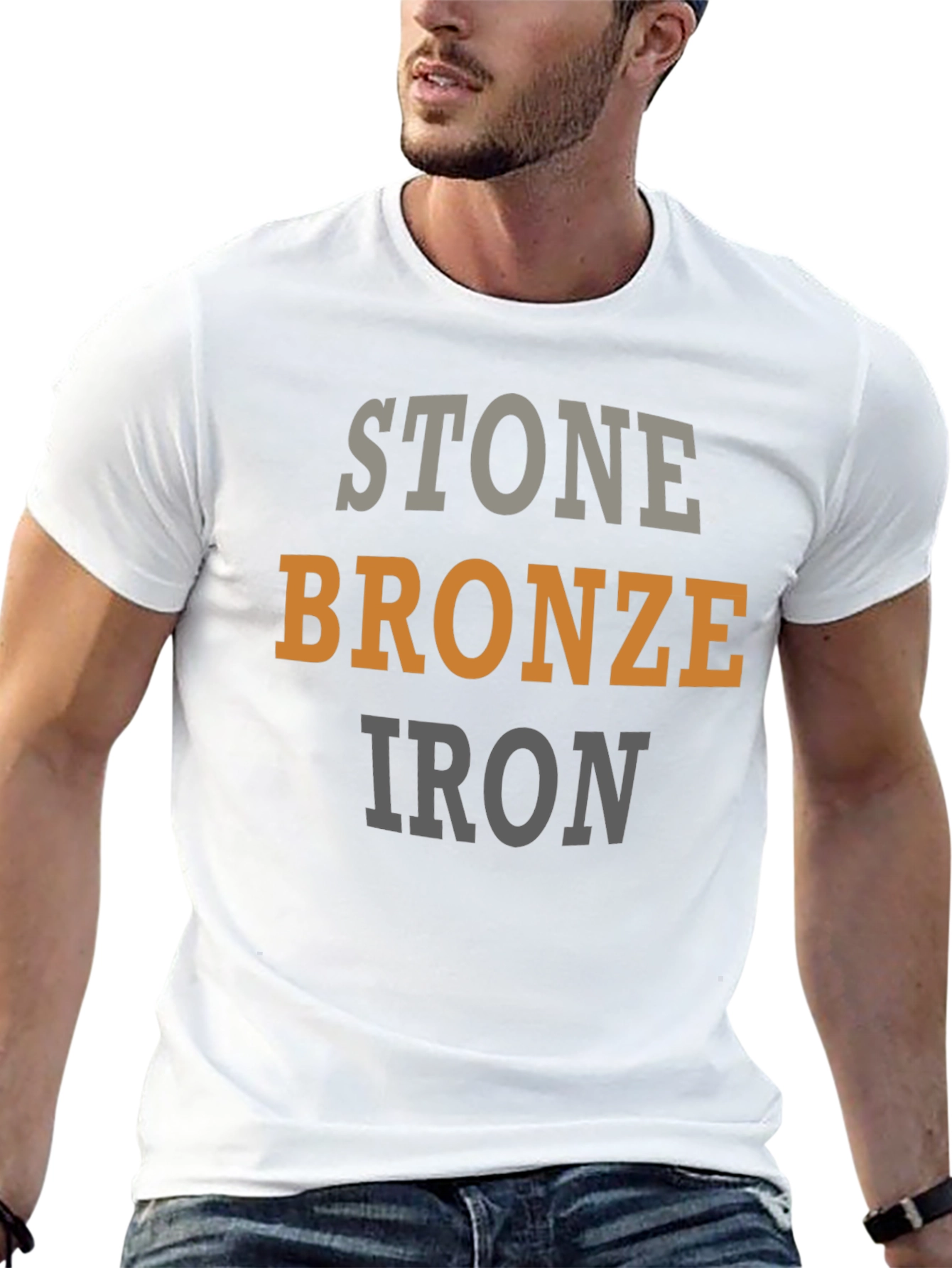 Stone Bronze Iron T-Shirt - Black Graphic Tee