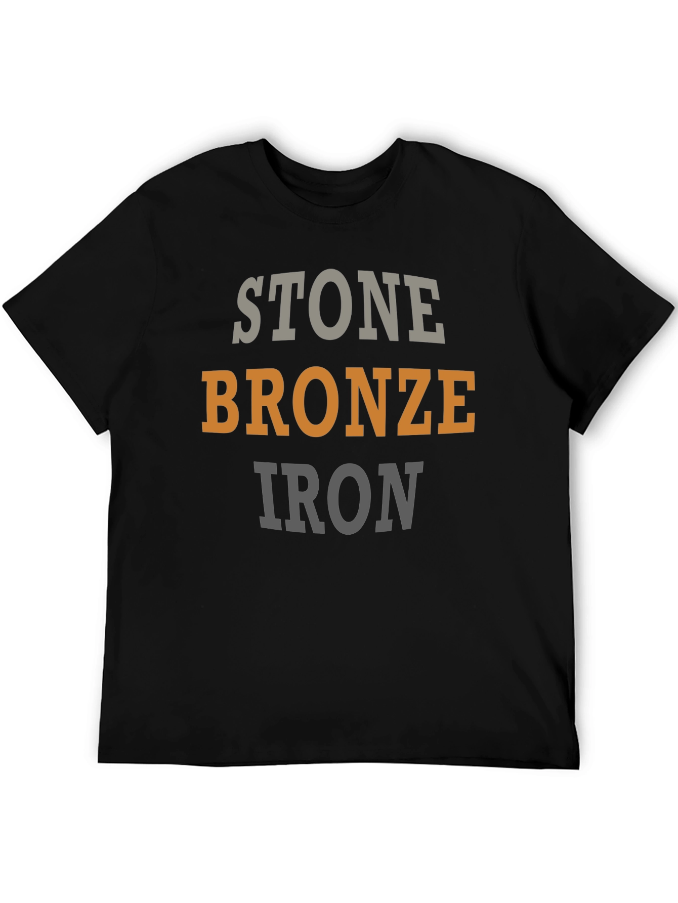 Stone Bronze Iron T-Shirt - Black Graphic Tee