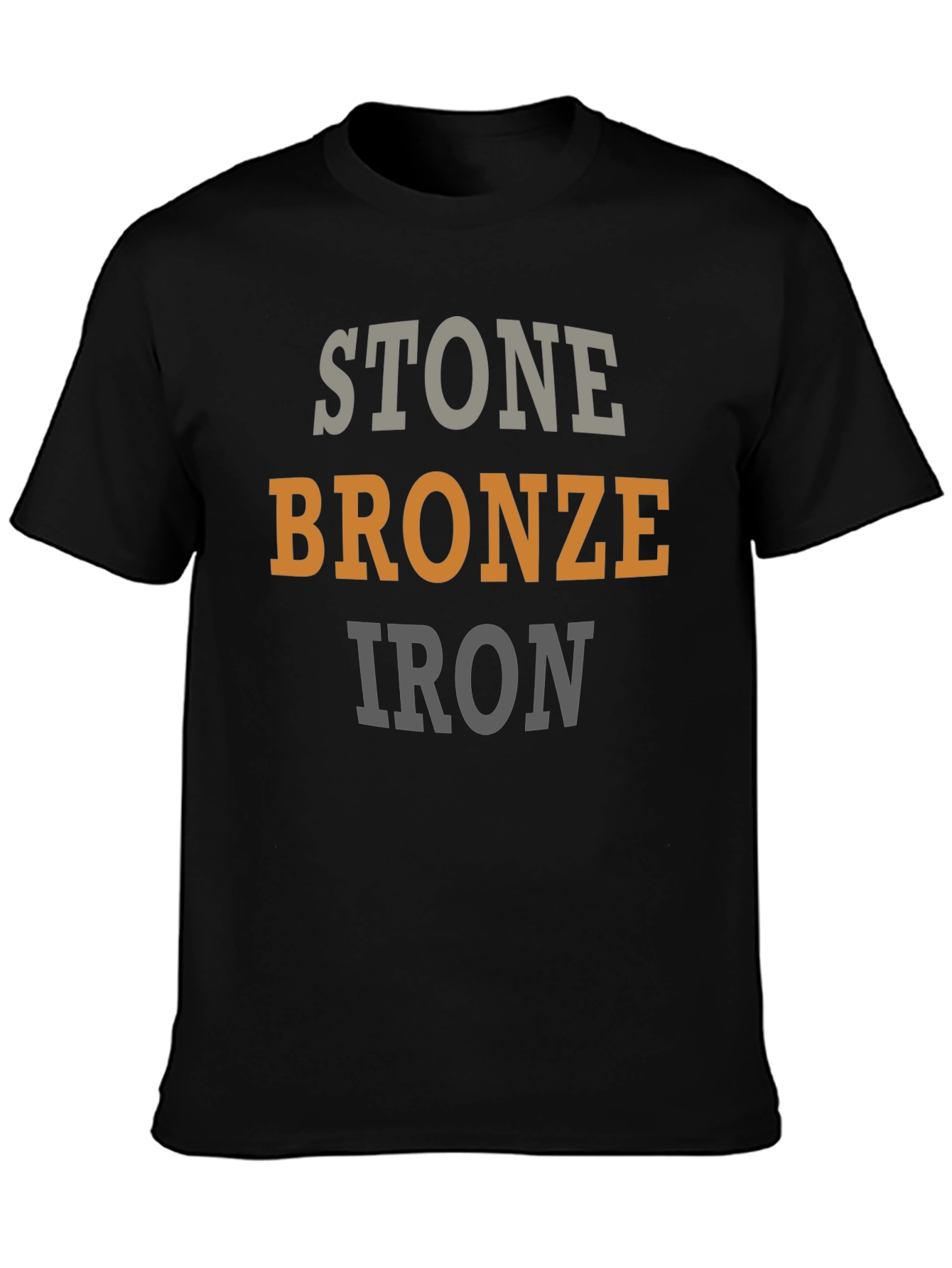 Stone Bronze Iron T-Shirt - Black Graphic Tee