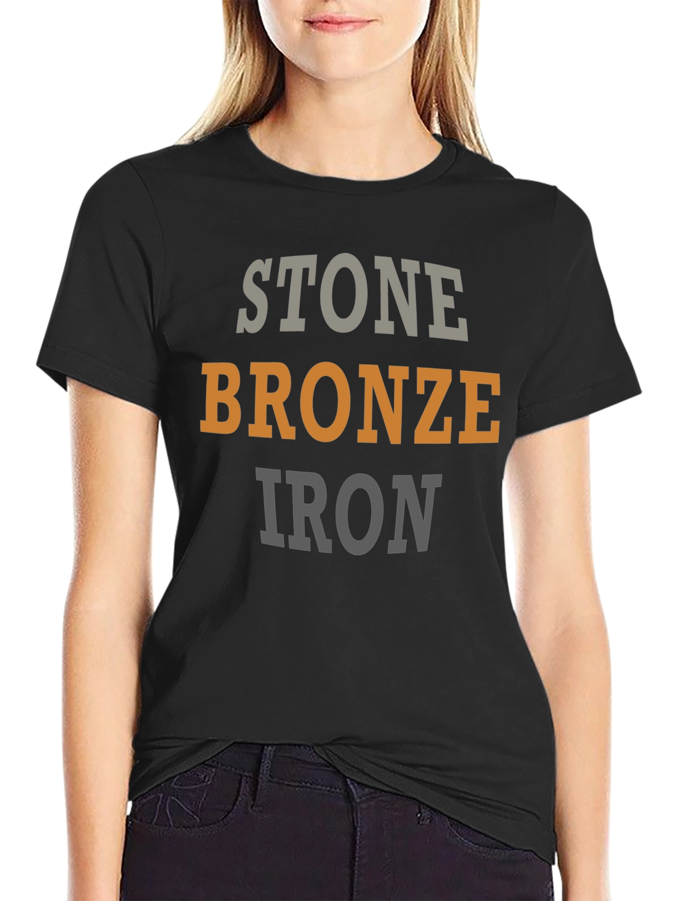 Stone Bronze Iron T-Shirt - Black Graphic Tee