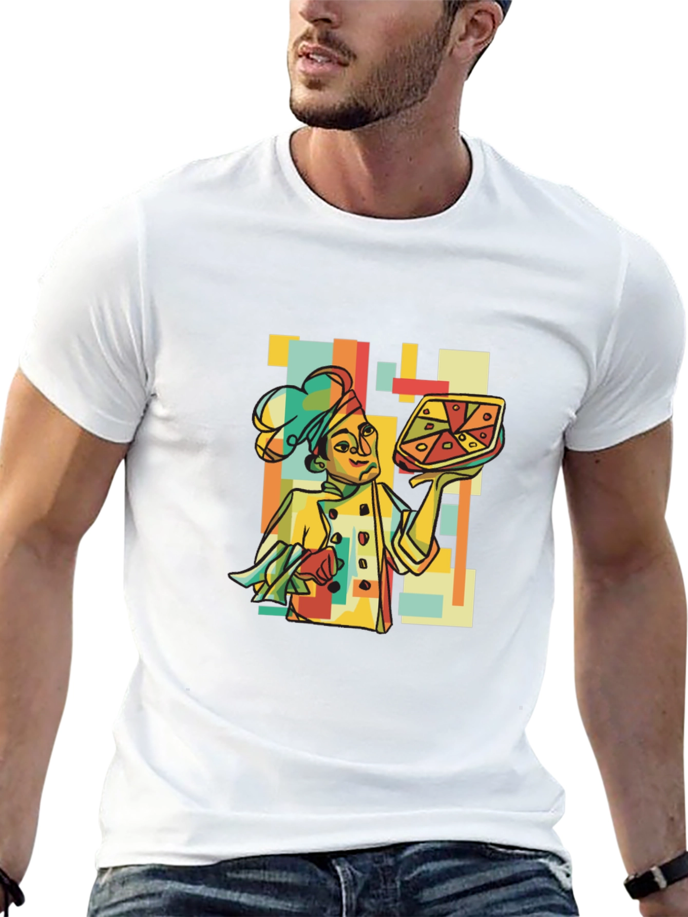 Retro Chef Pizza Graphic T-Shirt