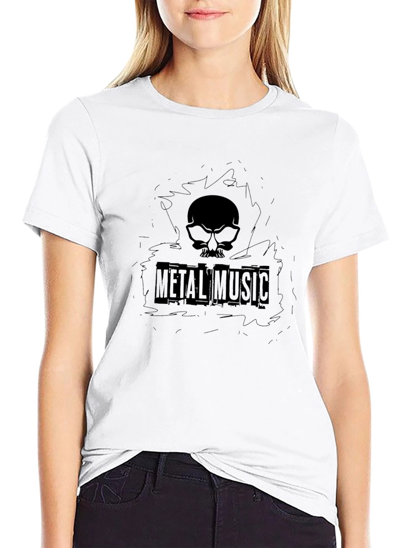 Metal Music Skull Graphic T-Shirt