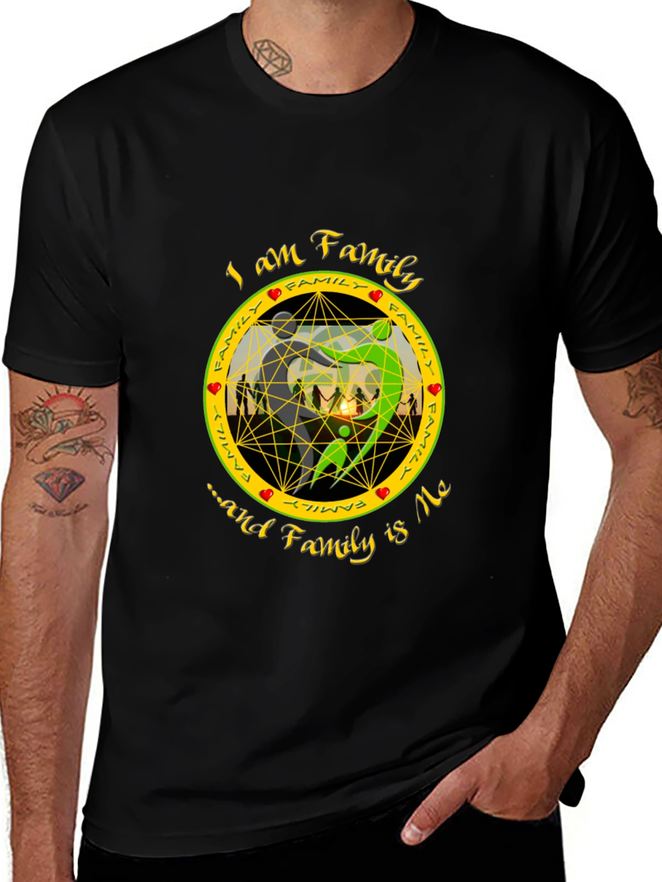 Family Is Me Graphic Print Black T-Shirt