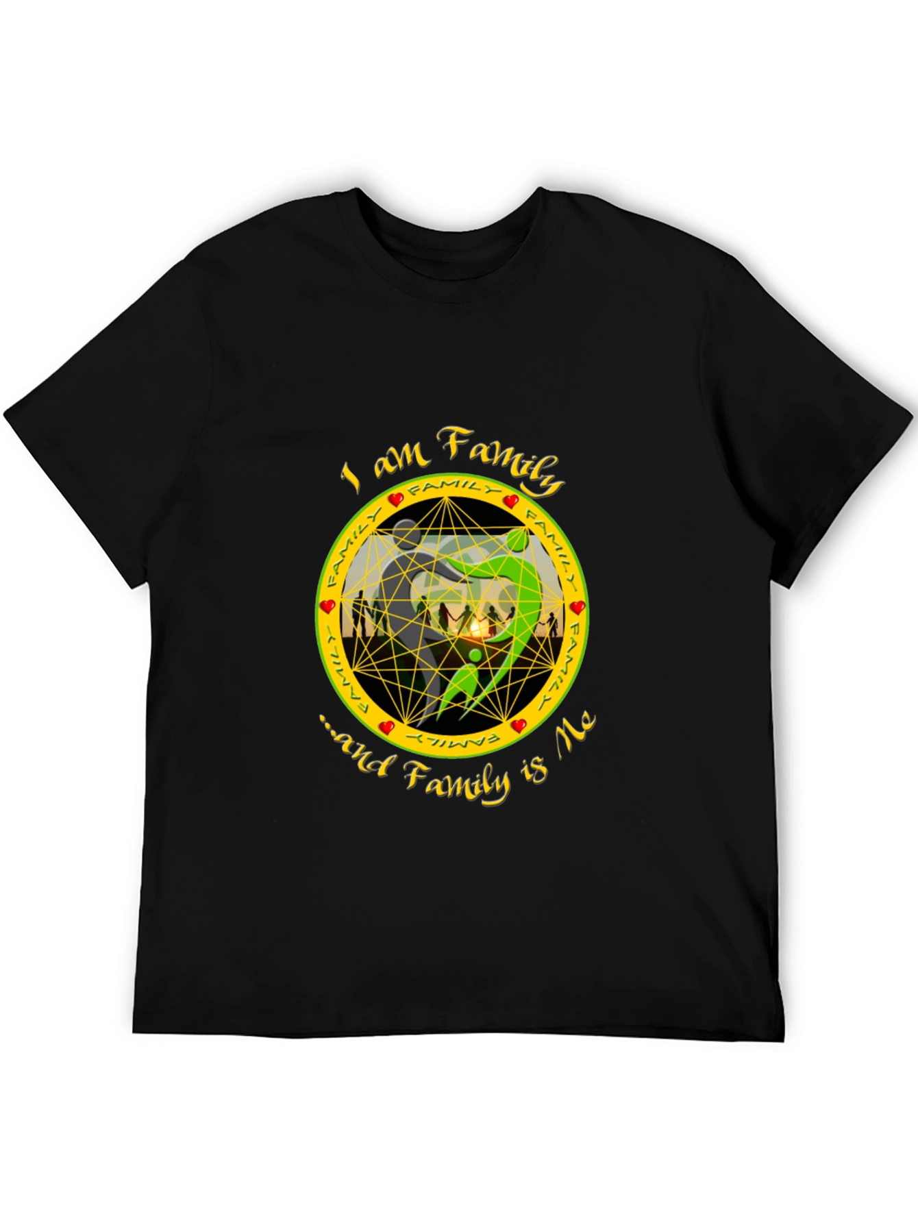 Family Is Me Graphic Print Black T-Shirt
