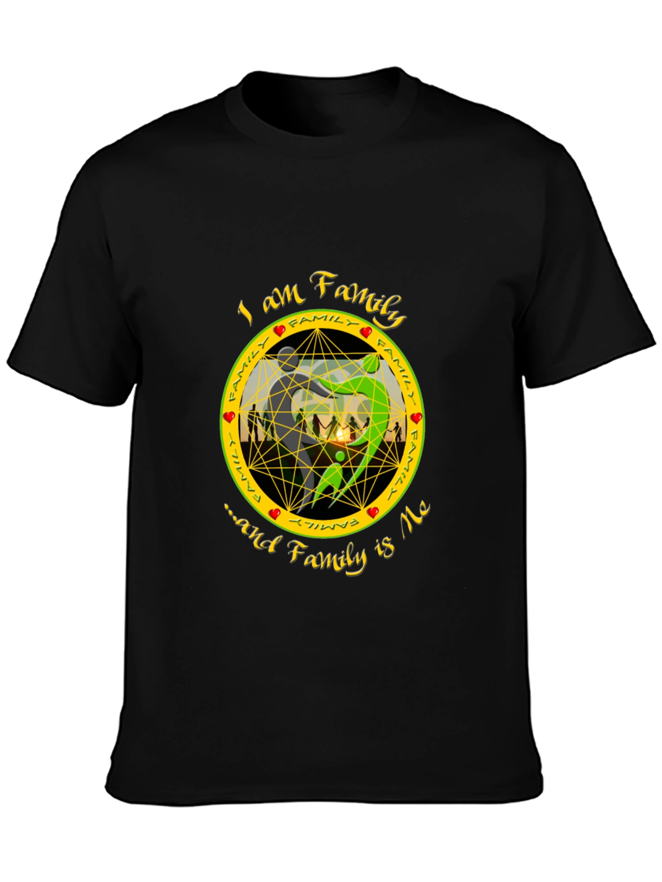 Family Is Me Graphic Print Black T-Shirt