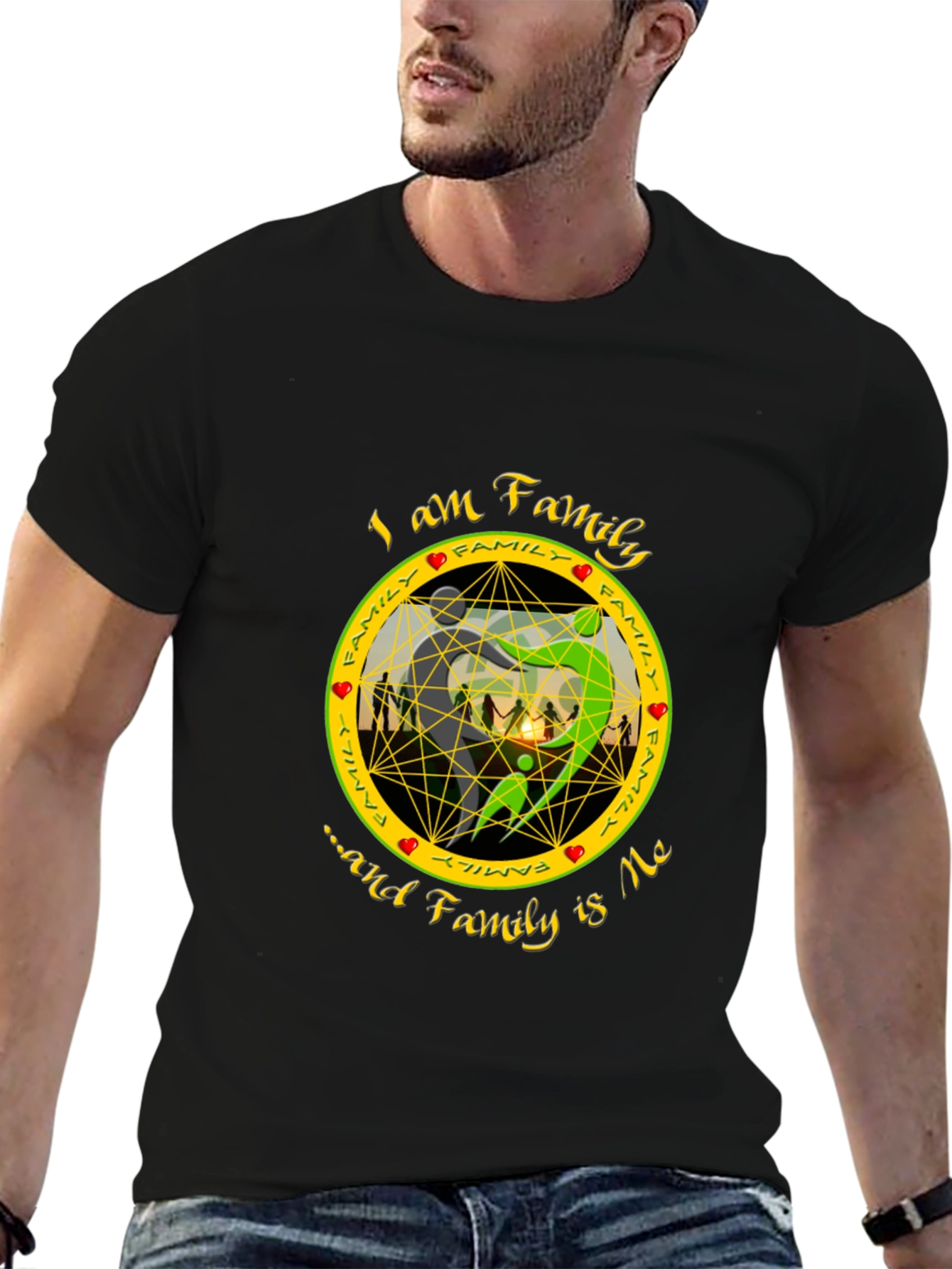 Family Is Me Graphic Print Black T-Shirt