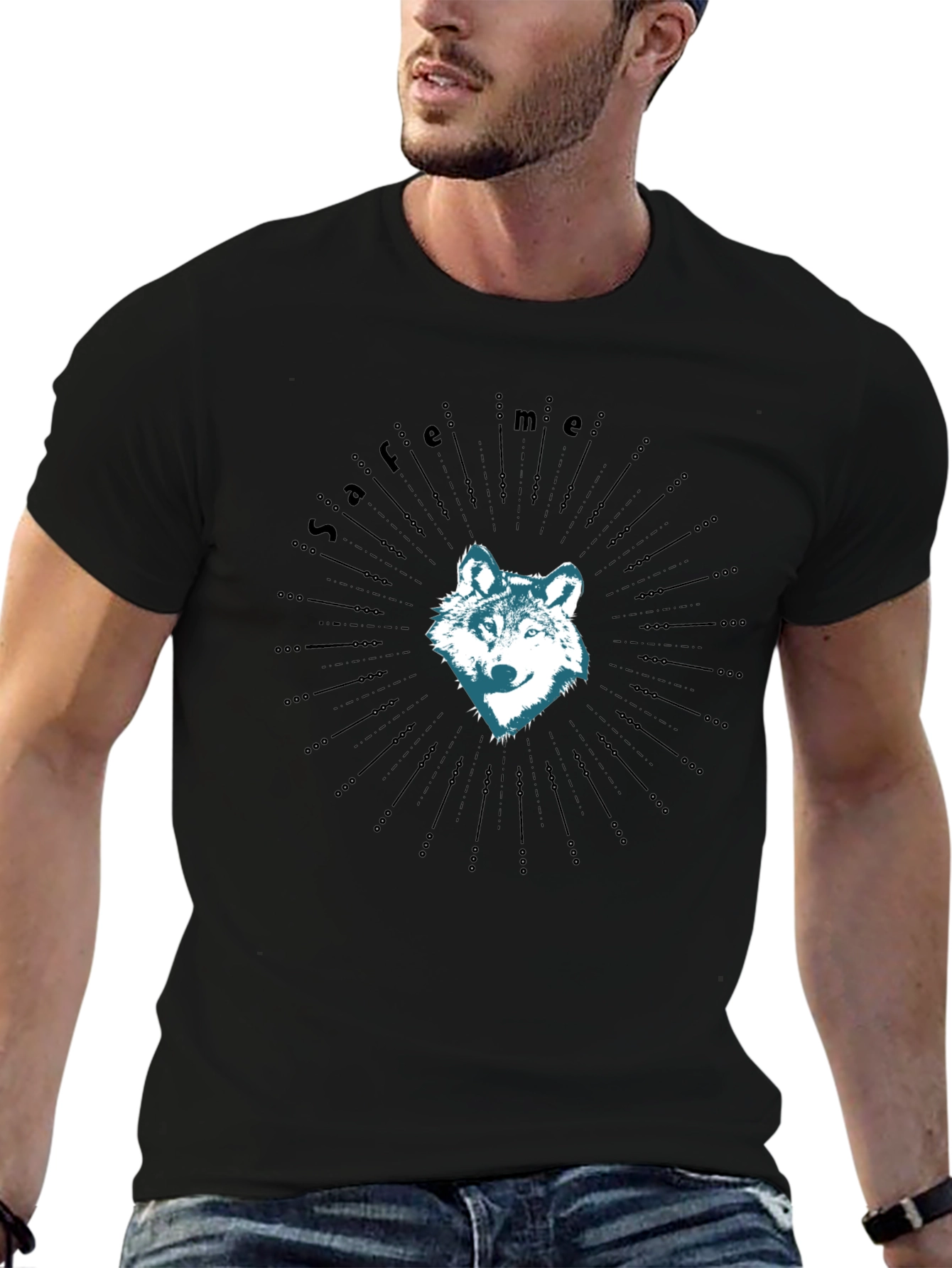 Wolf Save Me Graphic Tee - Mens Black T-Shirt