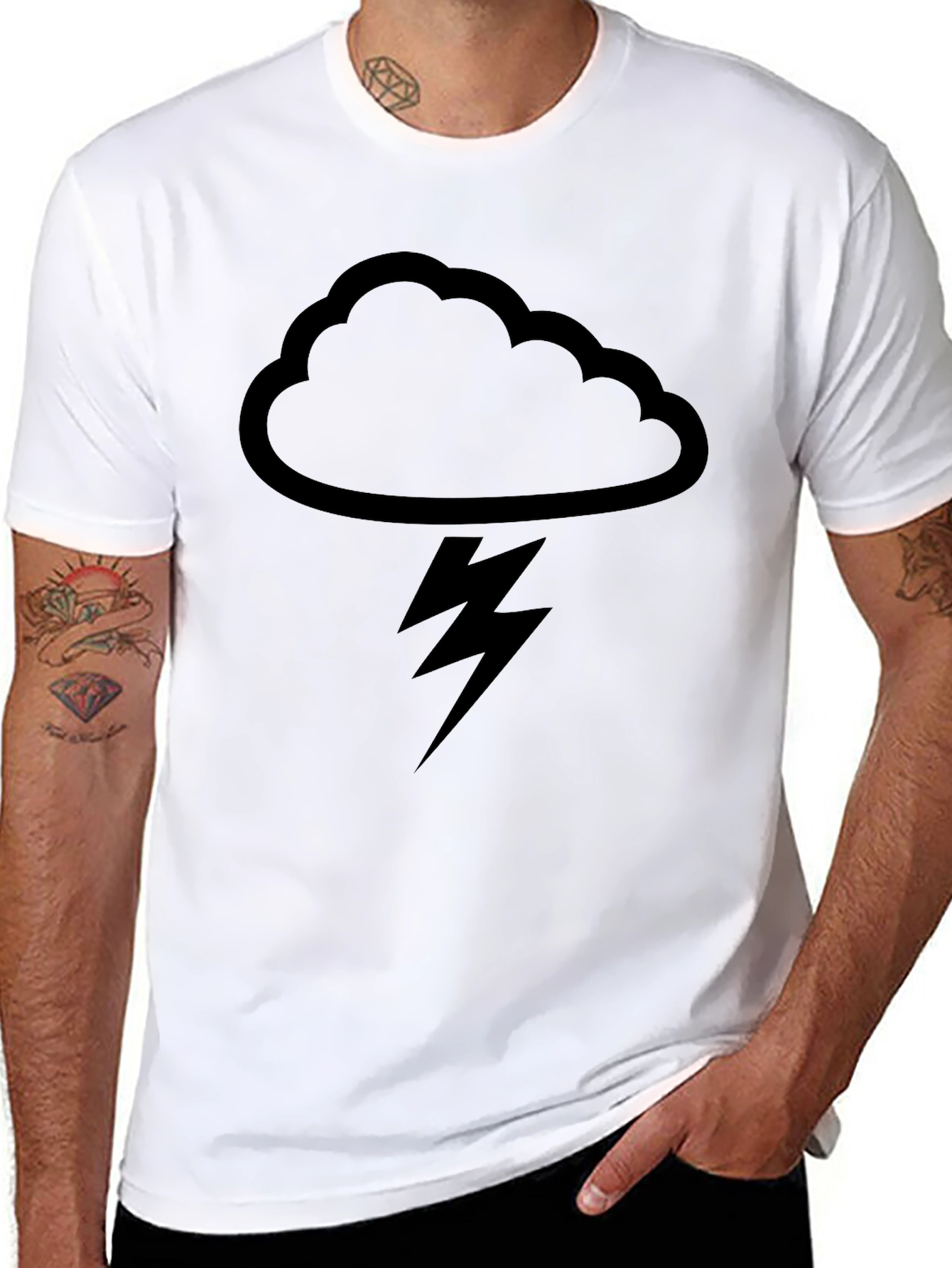 Black Cloud & Lightning Graphic T-Shirt