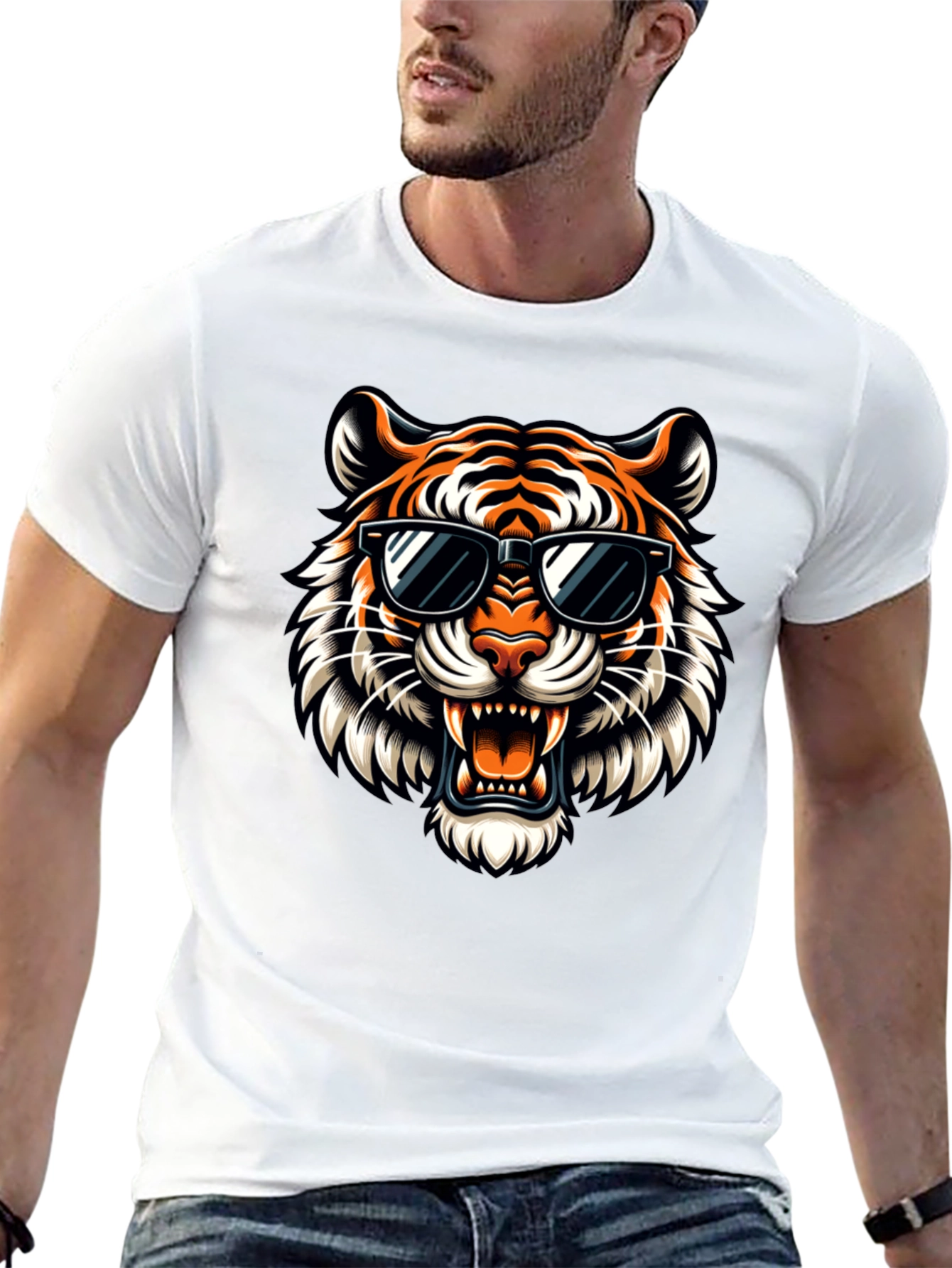 Cool Tiger Graphic Tee - Stylish Black T-Shirt