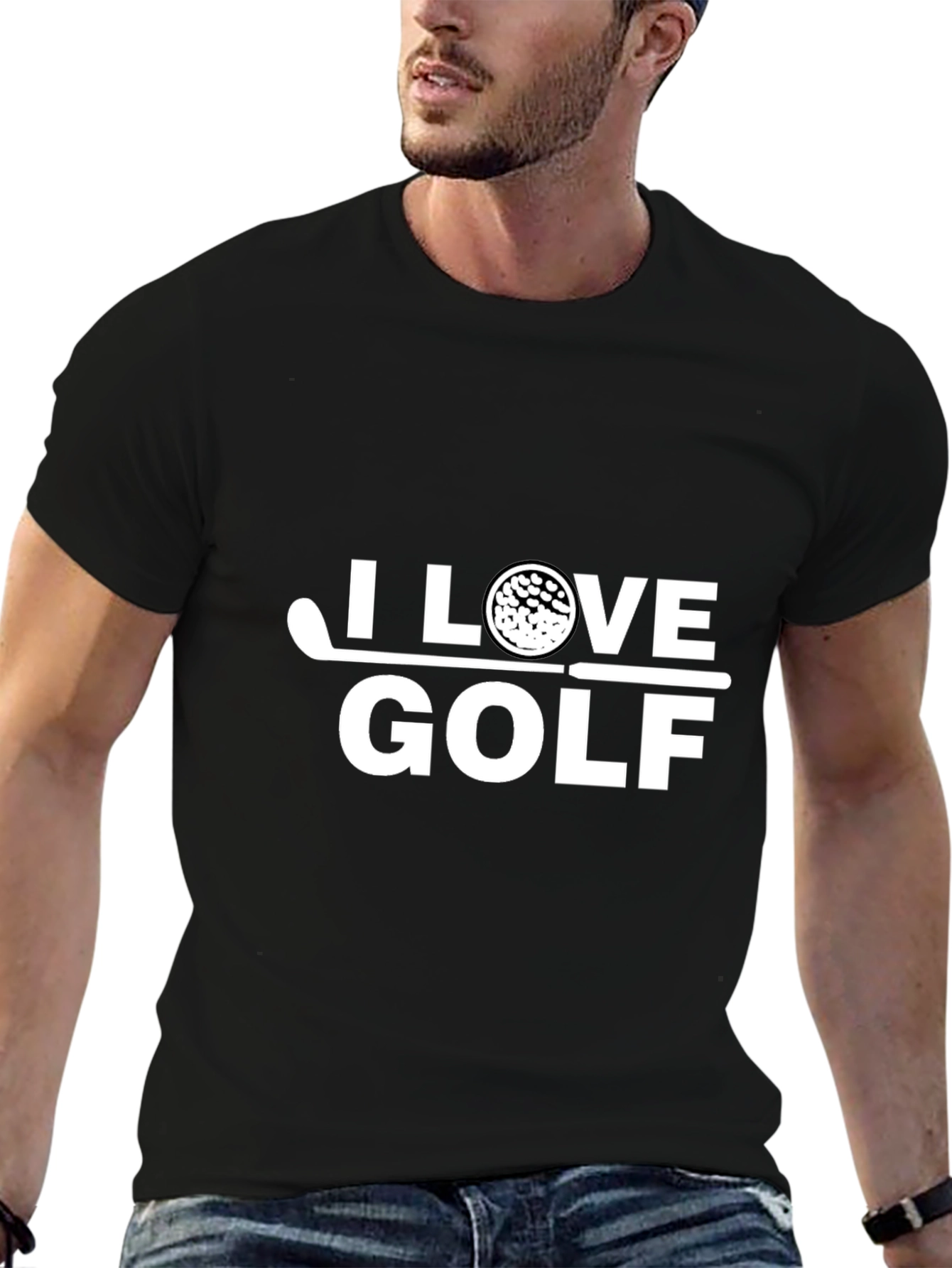 I Love Golf Graphic Tee - Black Cotton T-Shirt