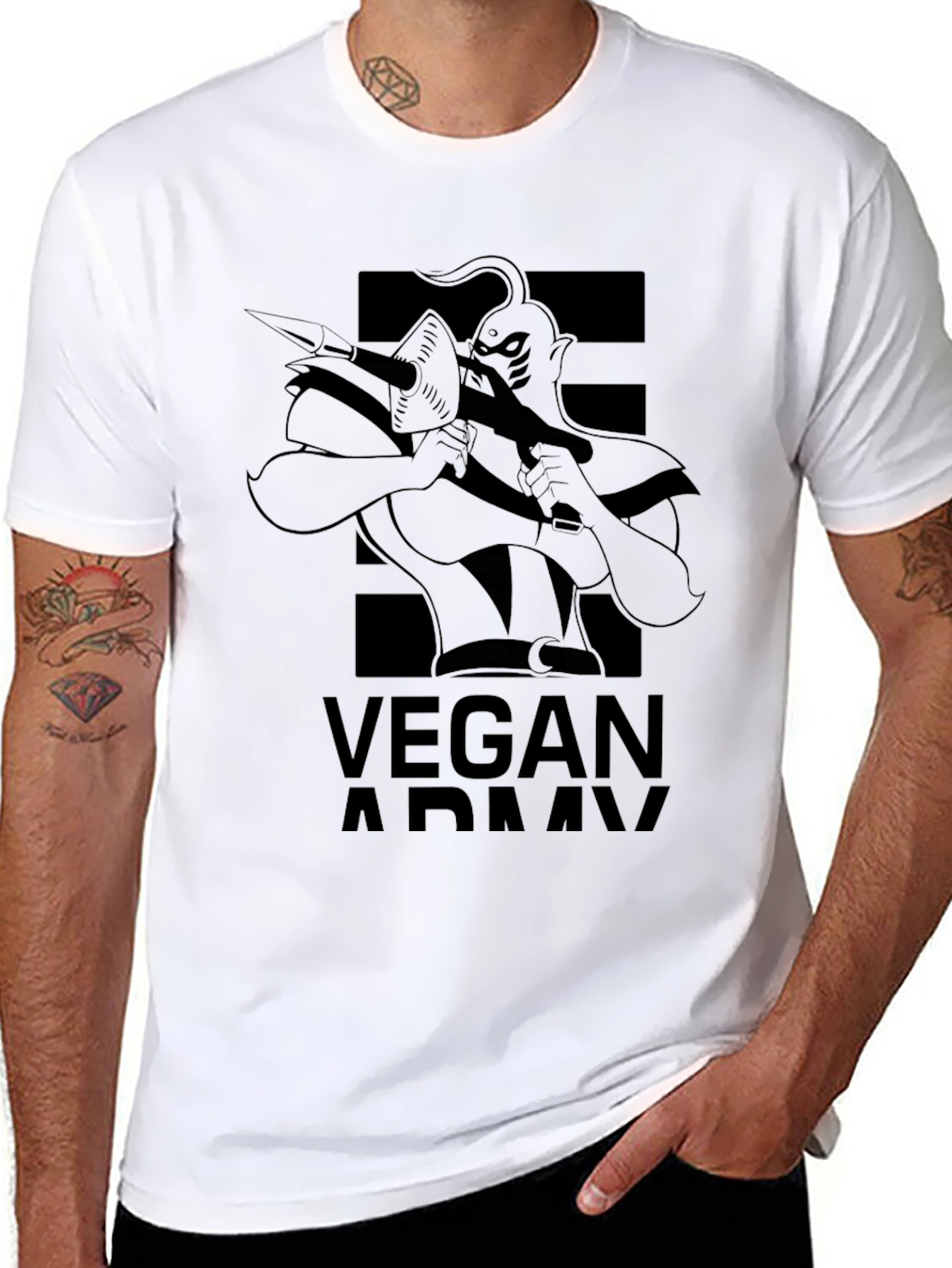 Vegan Army T-Shirt - Black Graphic Tee