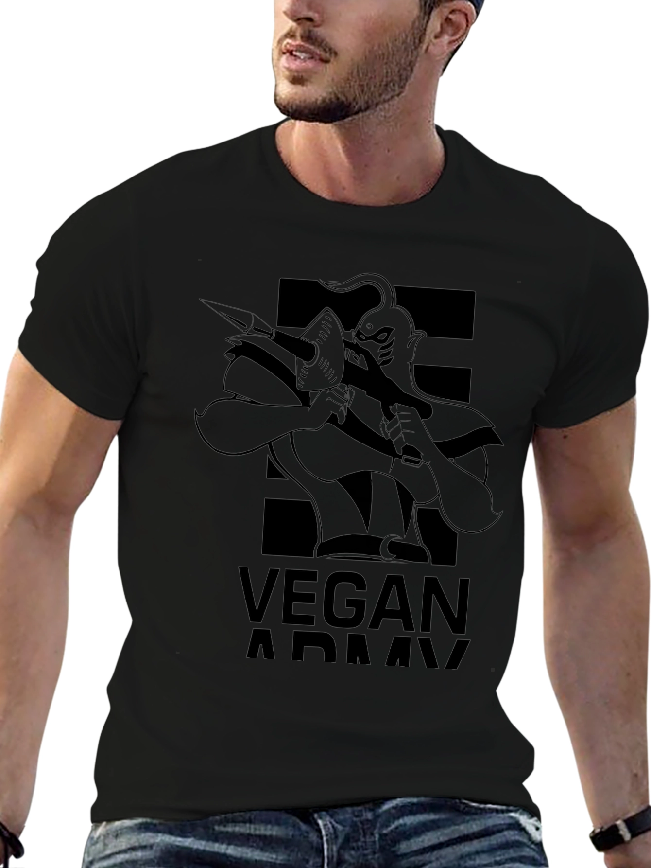Vegan Army T-Shirt - Black Graphic Tee