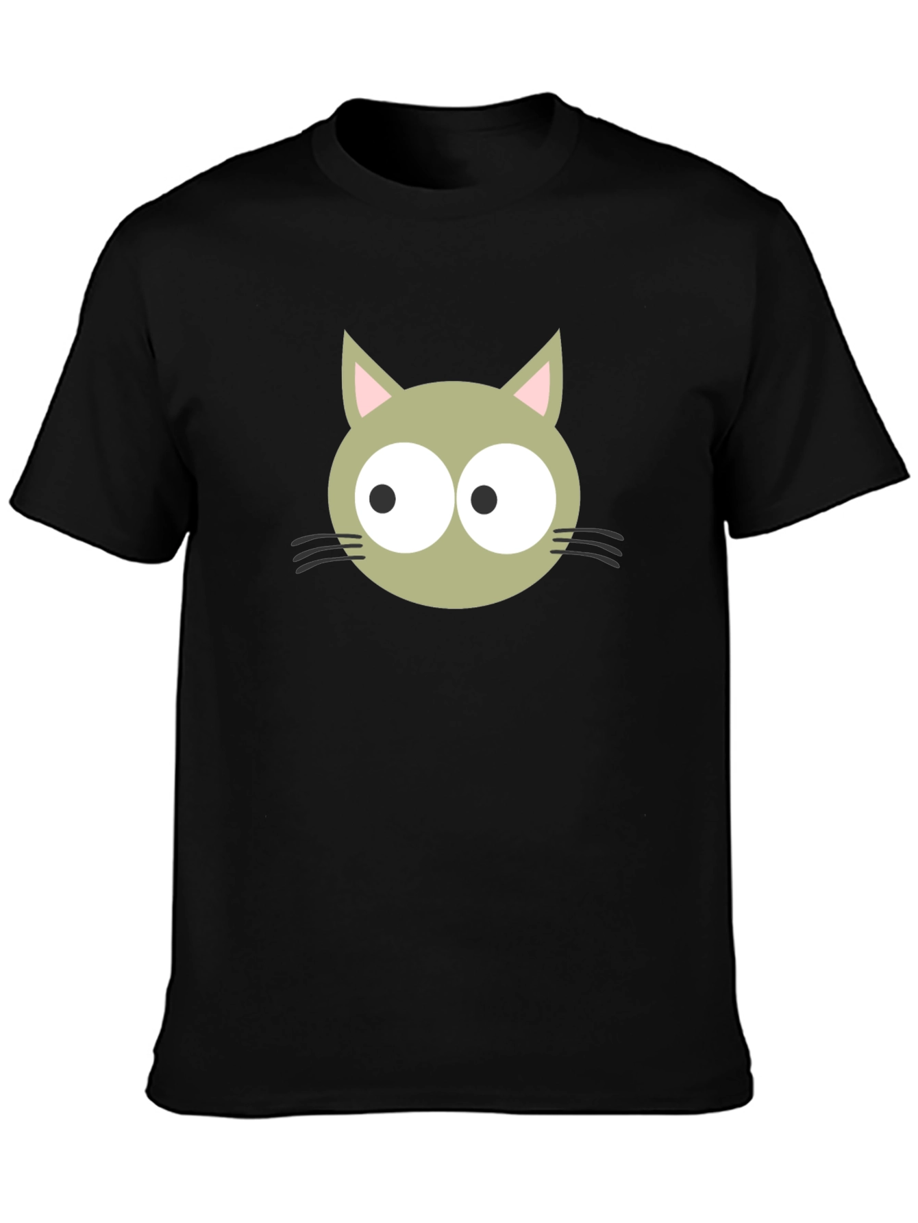 Cartoon Cat Graphic Tee - Black Cotton Blend Shirt