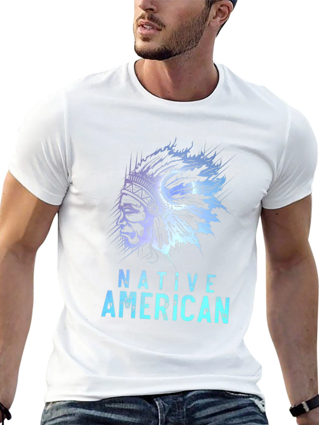 Native American Graphic Tee - Black Casual T-Shirt