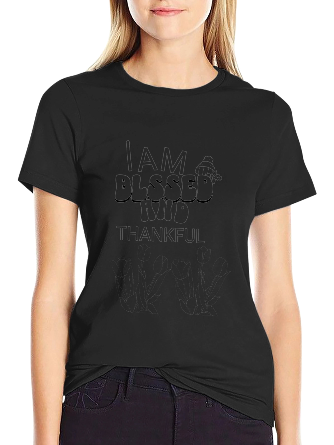 I AM Blessed T-Shirt - Soft Black Cotton Blend