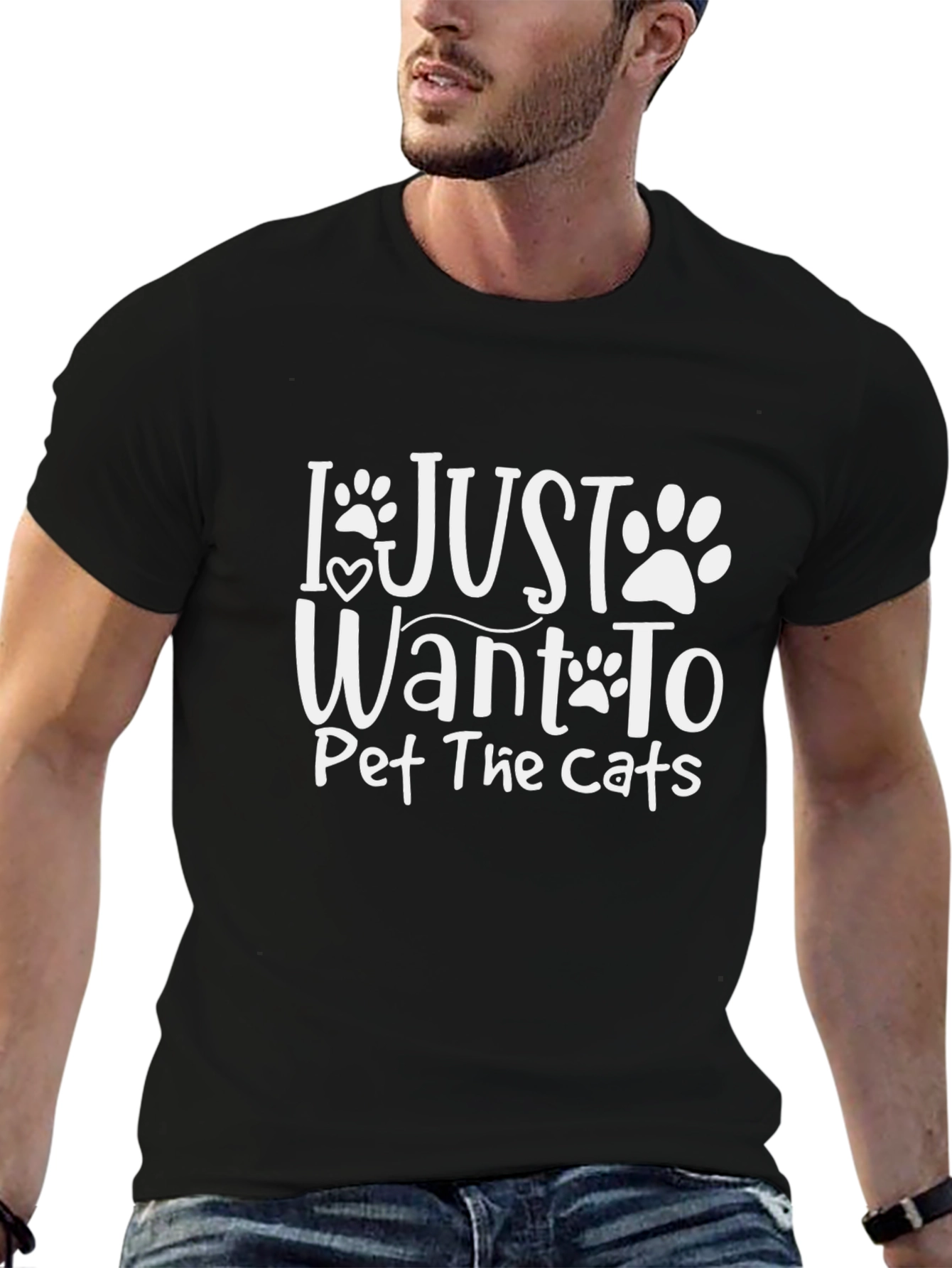 I Just Want to Pet The Cats Black T-Shirt