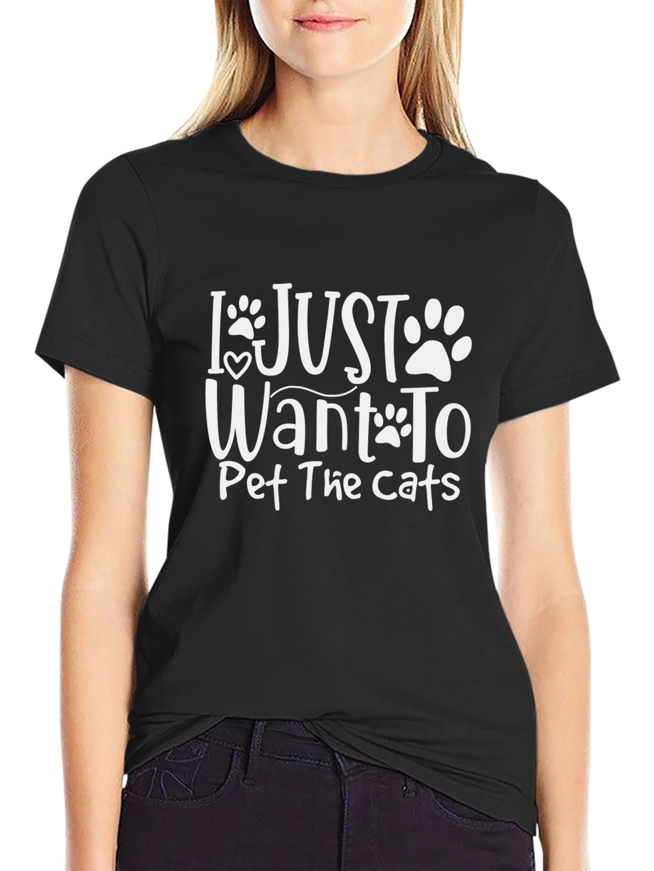 I Just Want to Pet The Cats Black T-Shirt