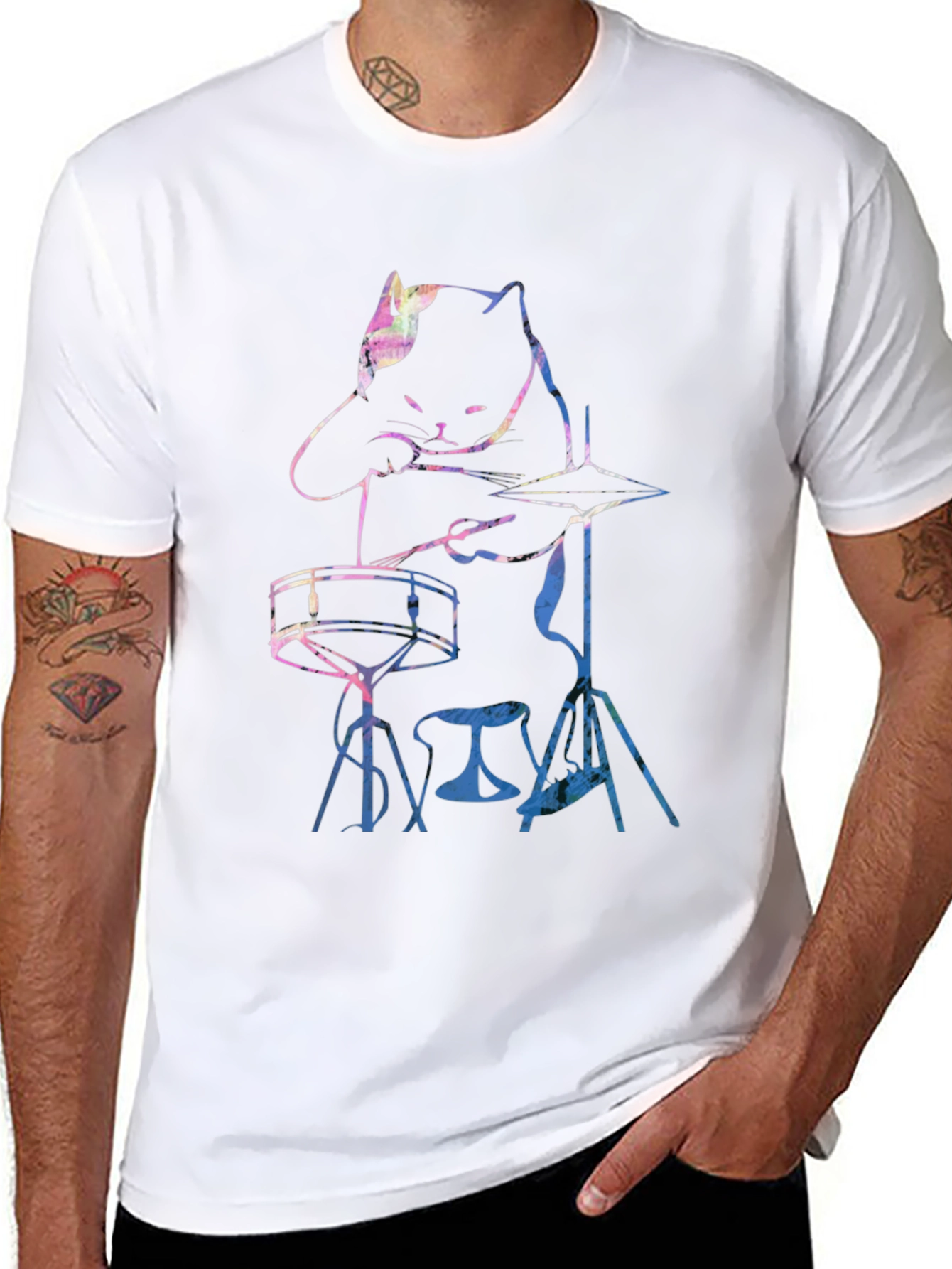 Cool Cat Drummer Graphic Tee