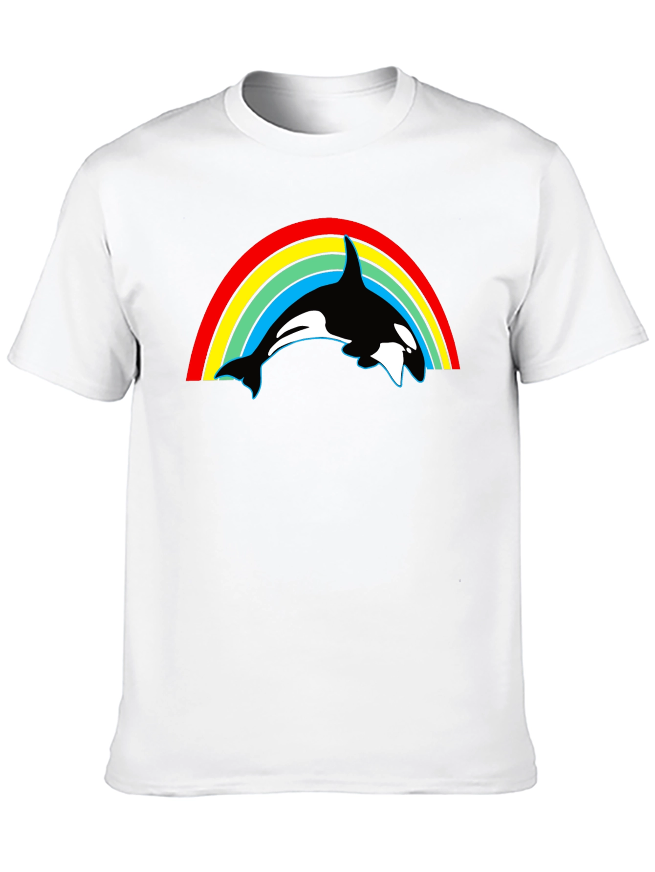 Orca Rainbow Graphic Tee - Black Cotton T-Shirt
