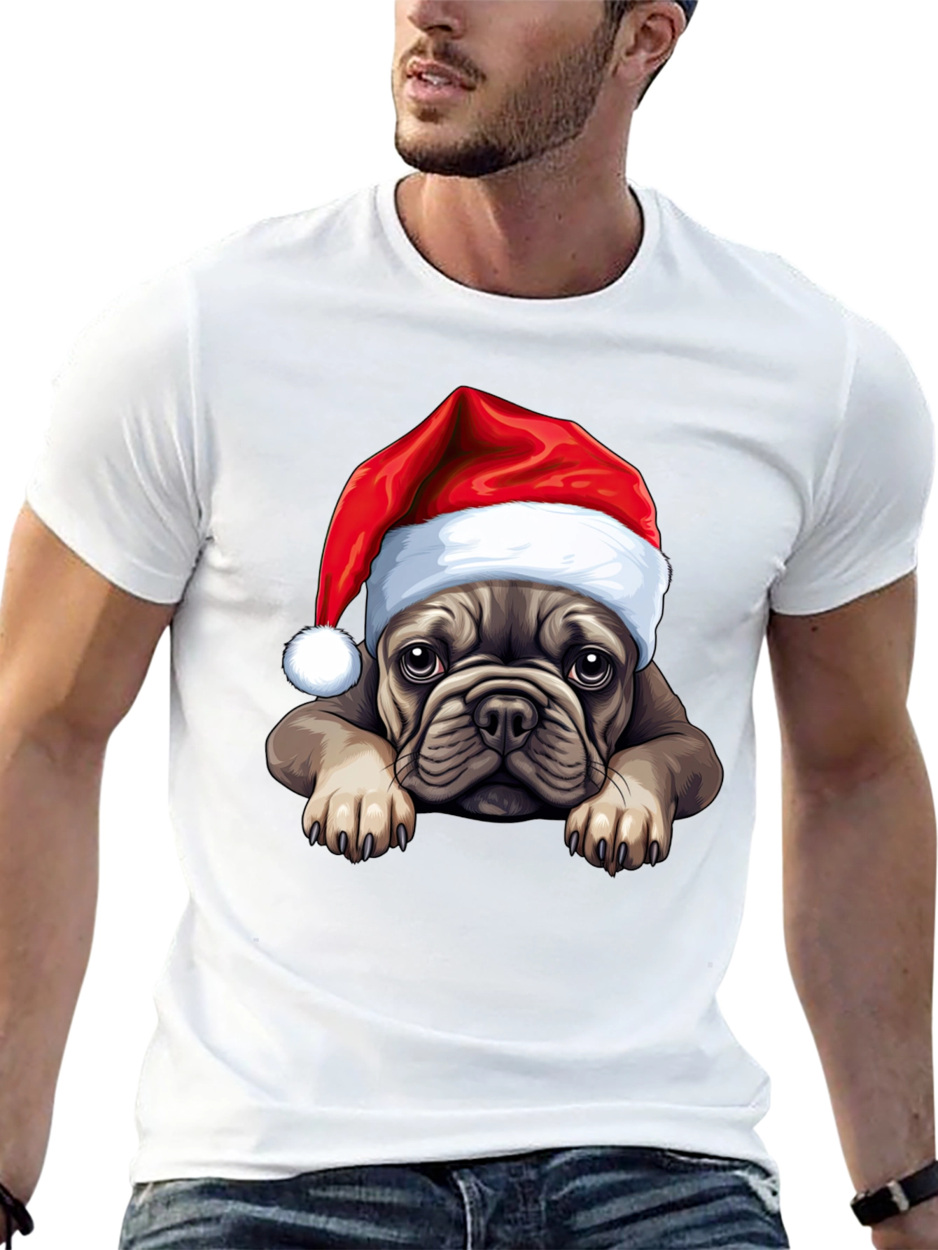 Festive Bulldog Christmas T-Shirt