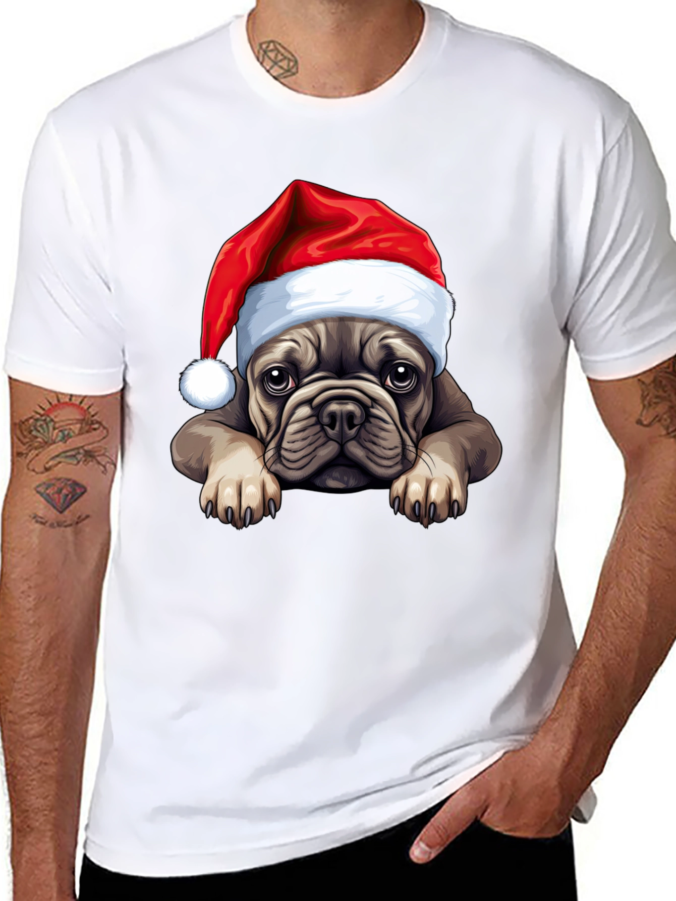 Festive Bulldog Christmas T-Shirt