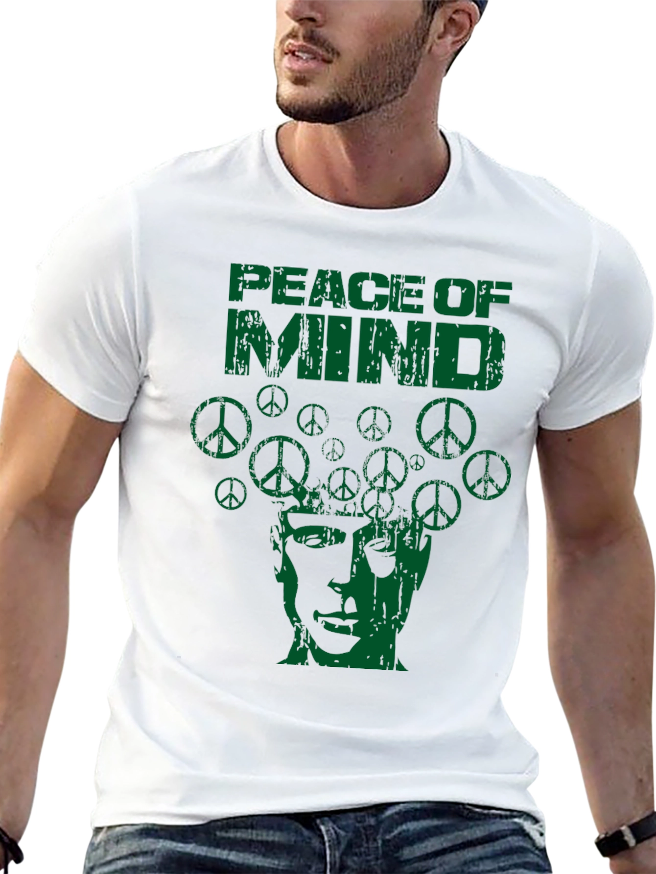 Peace of Mind Graphic Print Crew Neck T-Shirt