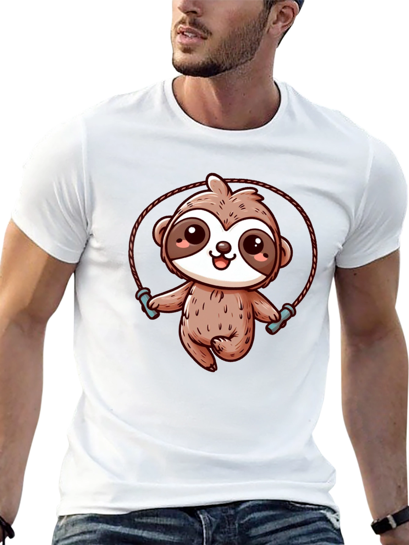 Sloth Skipping Rope Graphic T-Shirt