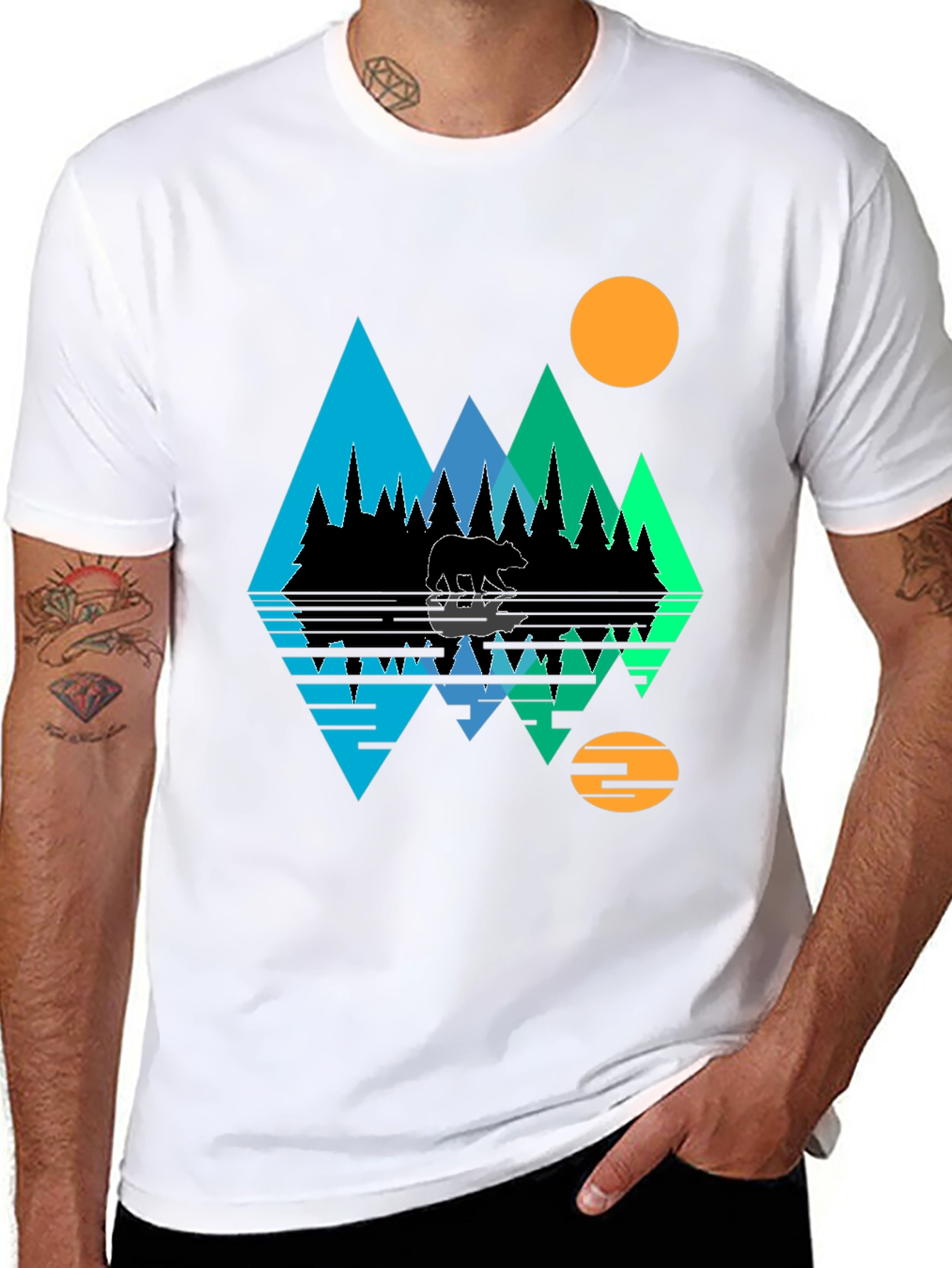 Bear Forest Reflective Graphic T-Shirt