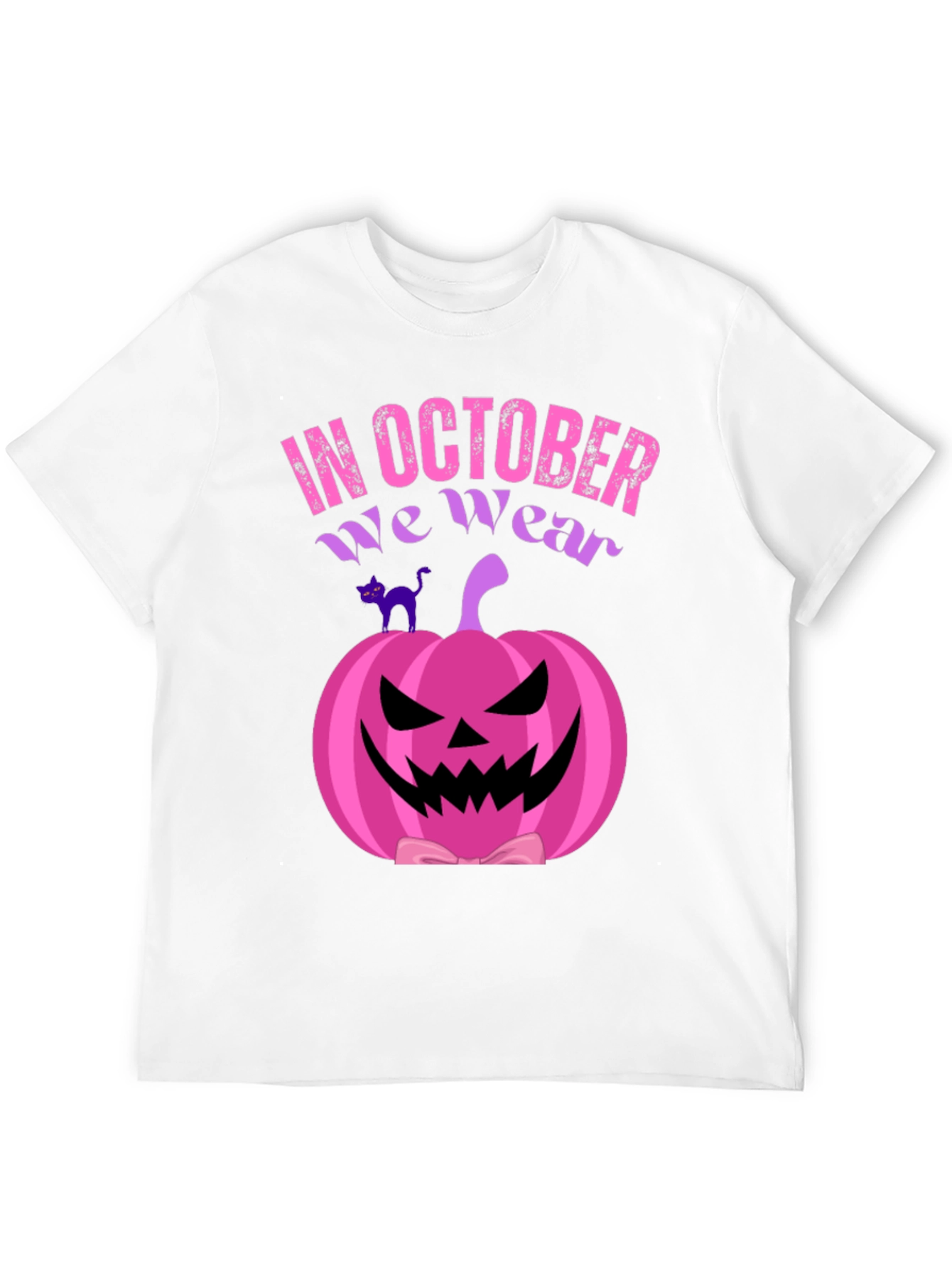 In October We Wear Pink Pumpkin Halloween T-Shirt