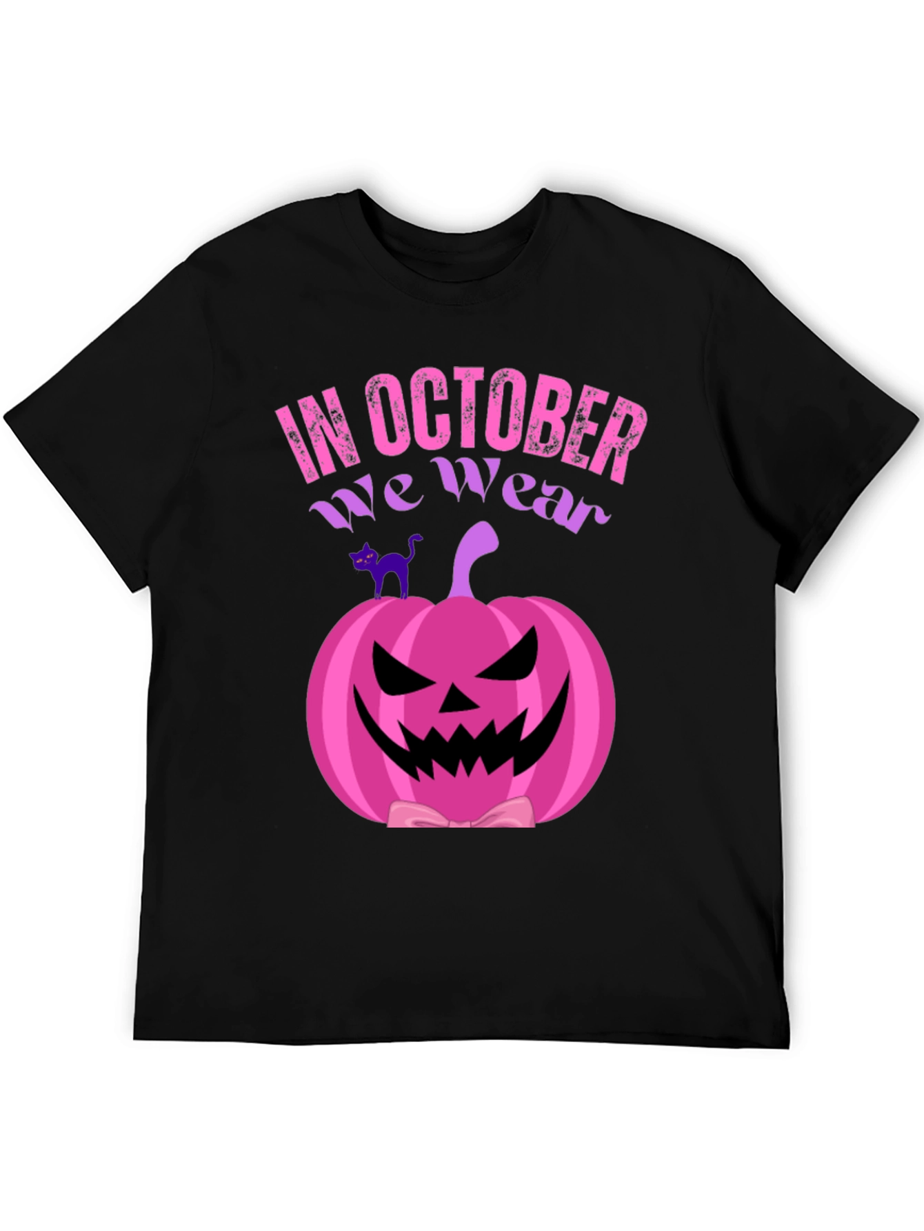 In October We Wear Pink Pumpkin Halloween T-Shirt